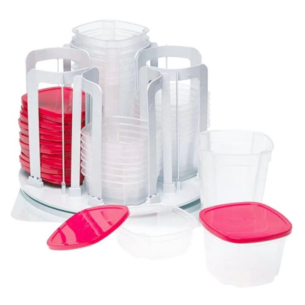 Spin n Store Swirl Around Food Storage Containers - Airtight BPA-Free Kitchen Organizers for Leftovers, Meal Prep & Pantry Storage (Set of 5) | Perfect for Refrigerator, Freezer & Office Lunch Containers