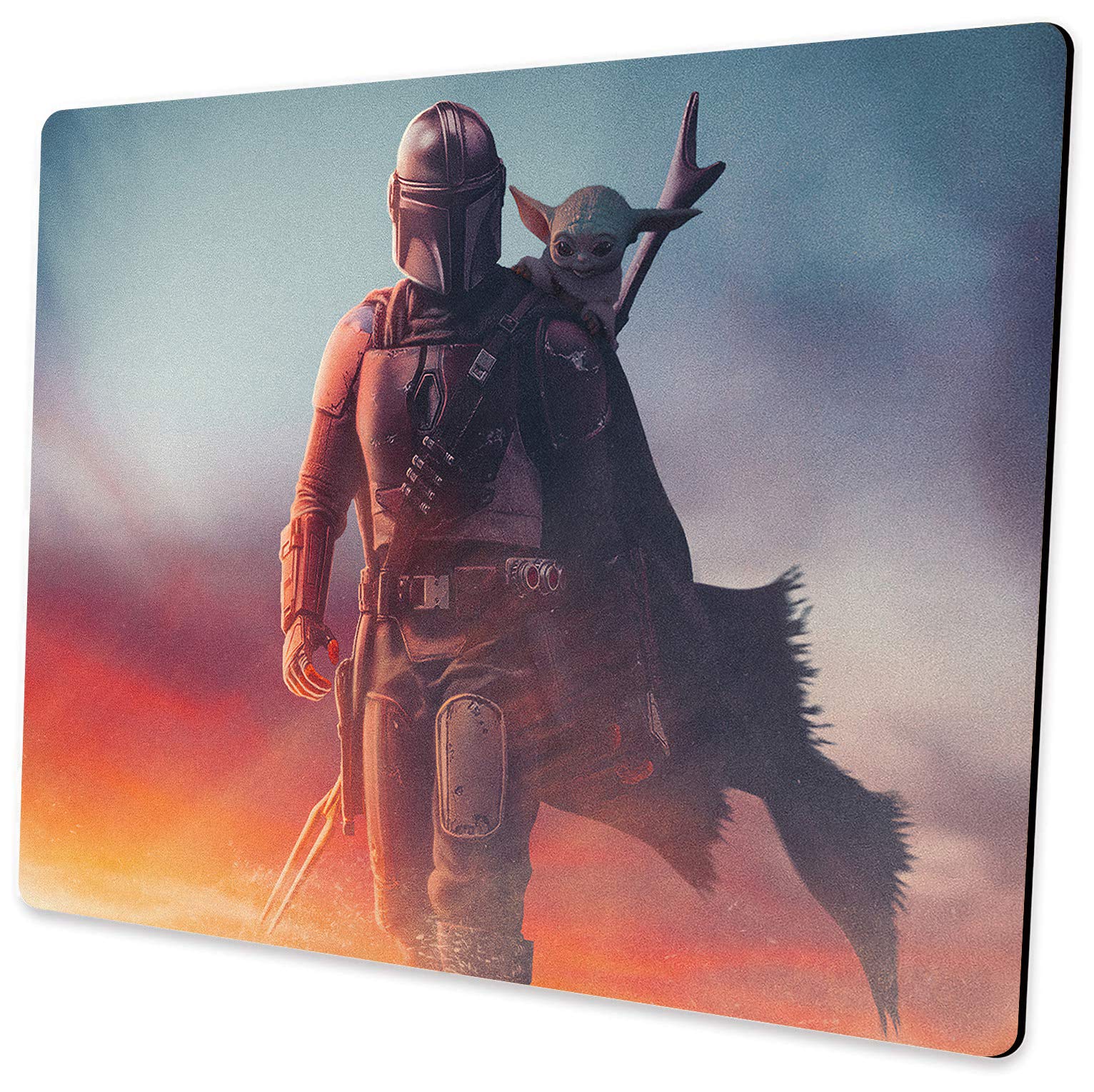 Star Wars Baby Yoda & Mandalorian Themed Mouse Pad - Non-Slip Rubber Gaming & Office Desk Mat (9.5
