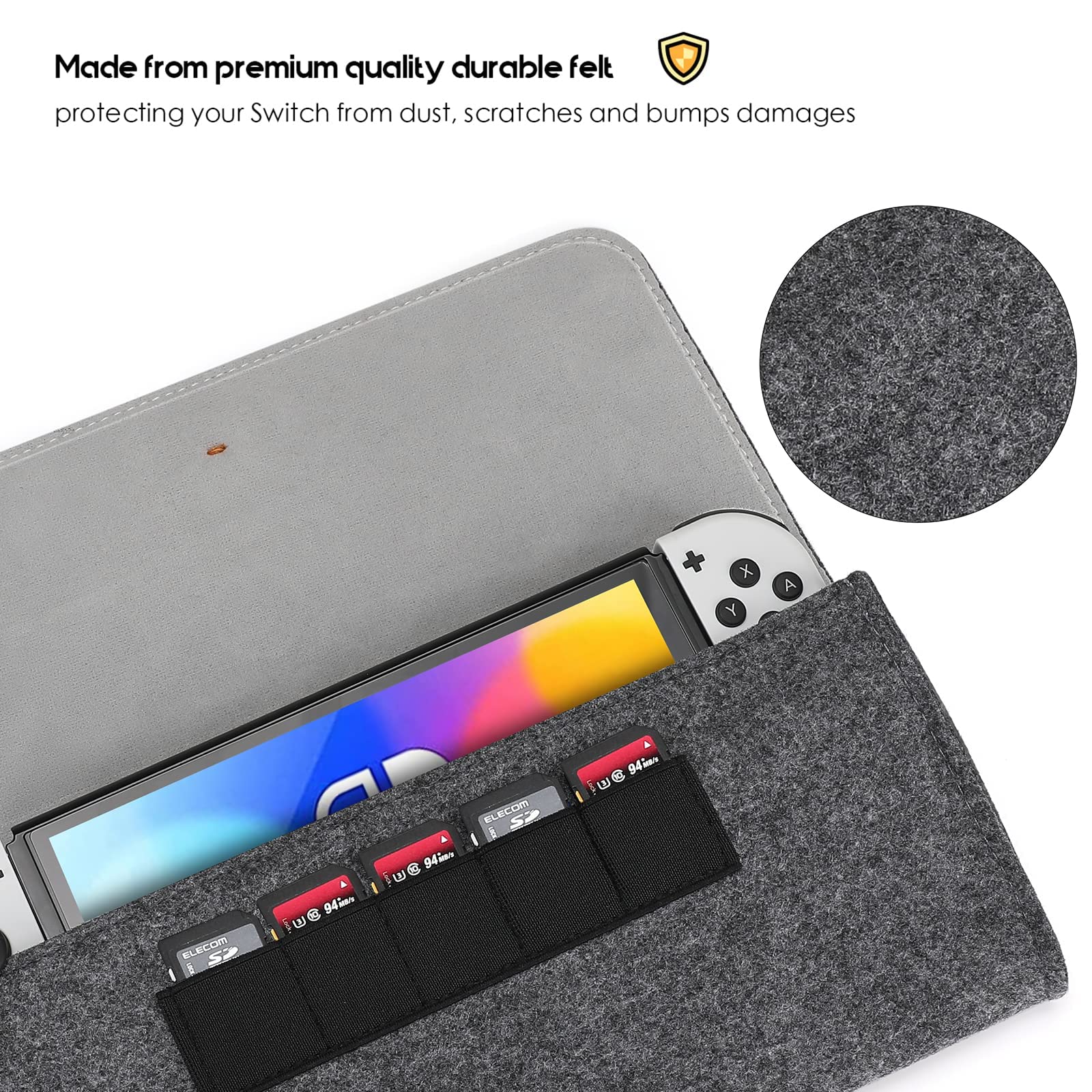 ProCase Nintendo Switch OLED Flip Cover Case with 2 Pack Tempered Glass Screen Protectors - Protective Bundle for Nintendo Switch OLED & Regular Switch Models - Perfect for Travel, Gaming On-The-Go & Console Protection