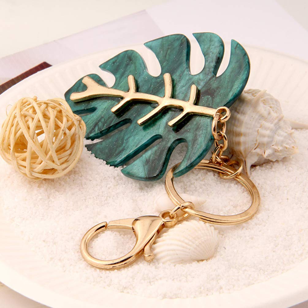 2PCS Leaf Keychain Set - Metal Car Keychains with Lucky Charm, Acrylic Bag Pendant & Decorative Keyring for Women - Perfect for Car Keys, House Keys, Backpacks and Gift Giving