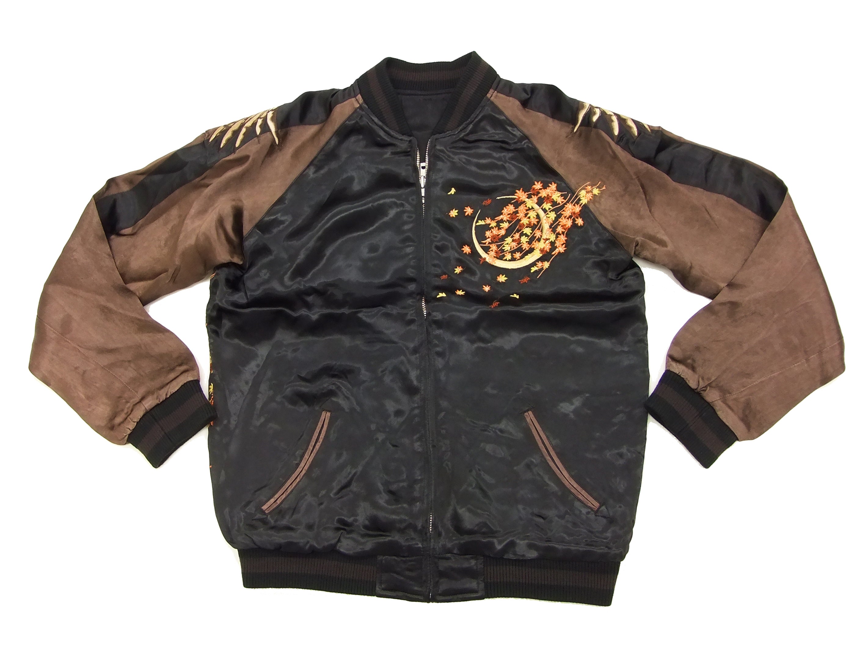 Hanatabi Gakudan Men's Japanese Souvenir Jacket with Owl Design - Vintage Sukajan Bomber Jacket SSJ 023 for Streetwear & Casual Outfits