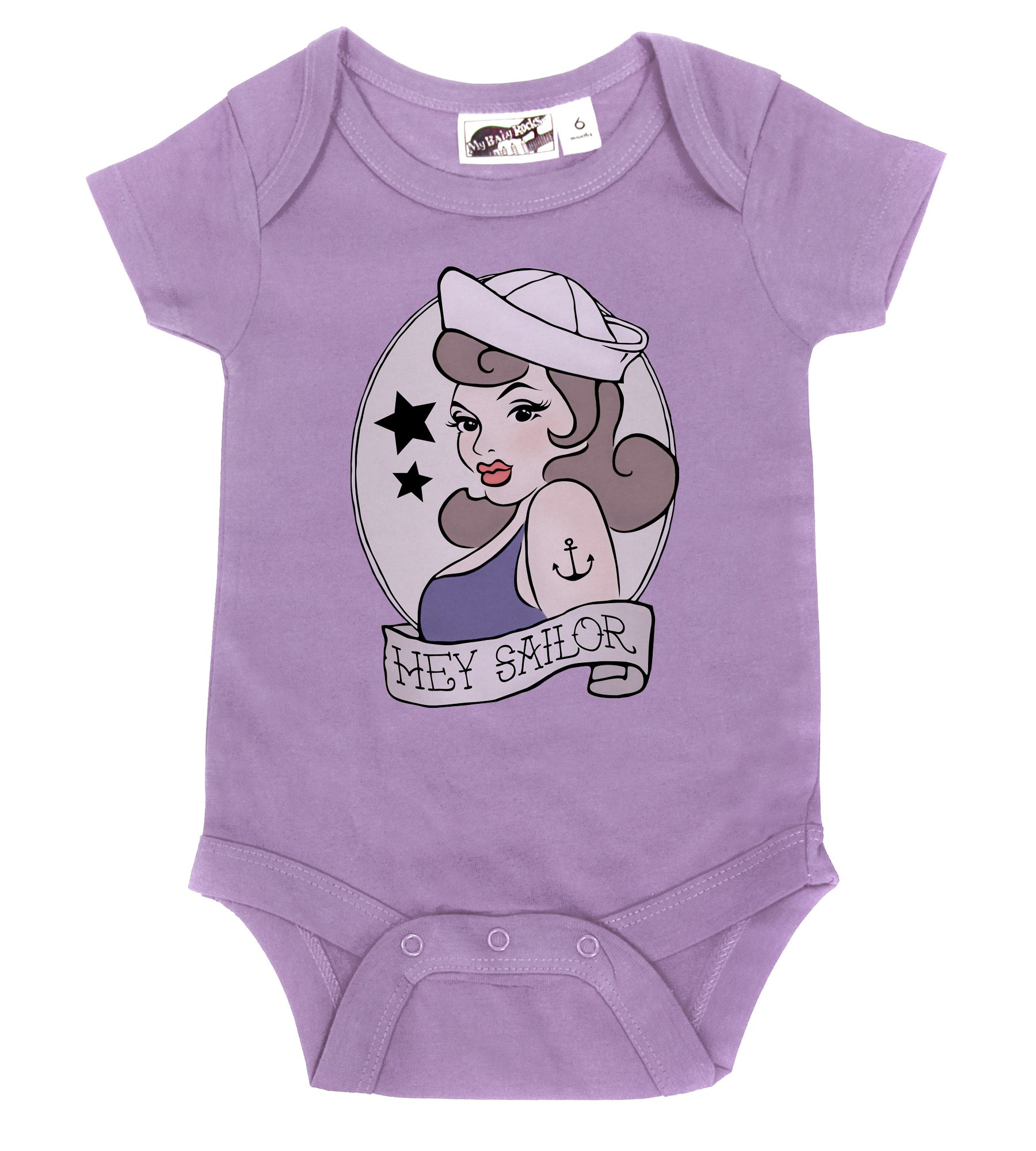 My Baby Rocks Hey Sailor Lavender Baby Romper for Newborns & Infants