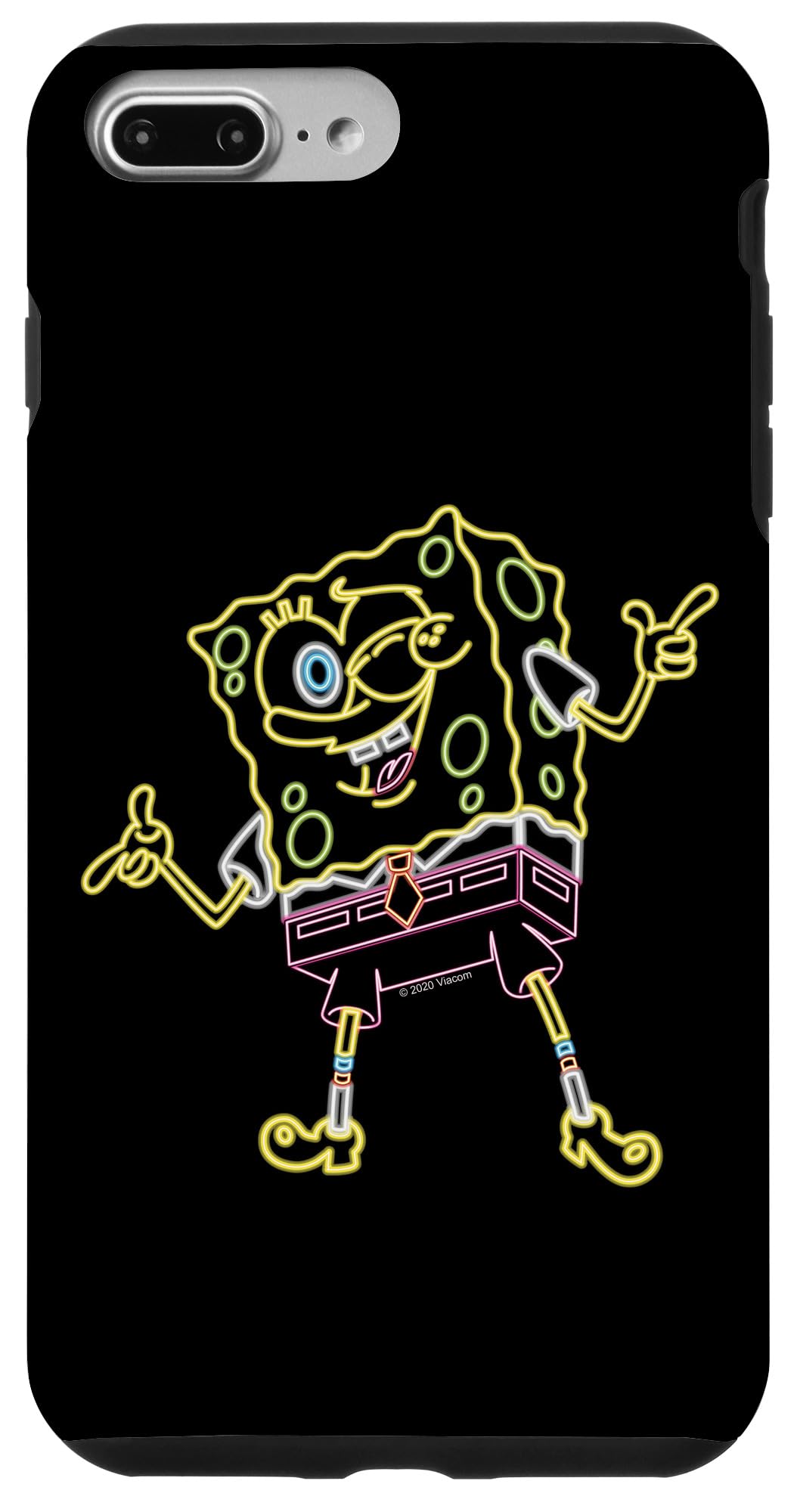 SpongeBob SquarePants iPhone 7 Plus/8 Plus Case - Neon Line Art Design Protective Phone Cover for Fans | Perfect for Daily Use, Gifts & Cartoon Lovers