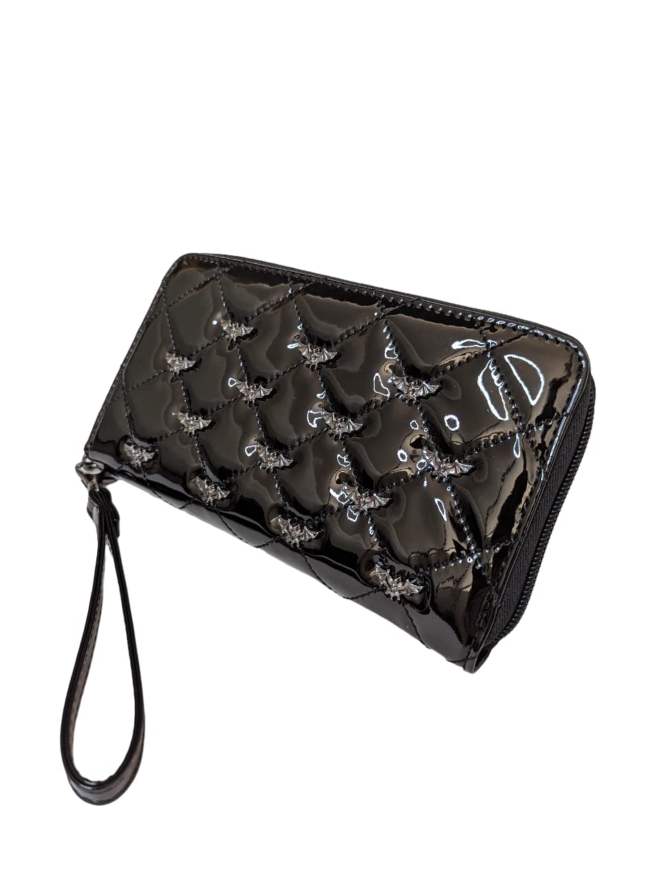 Rock Rebel Studded Bats Zip Around Wallet - Stylish Black Leather Wallet for Men & Women | Perfect for Everyday Use, Travel & Night Out Accessories