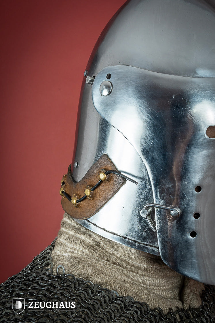 2mm Polished Full Visor Bascinet Helmet - Medieval Knight Armor for LARP, Cosplay & Historical Reenactment