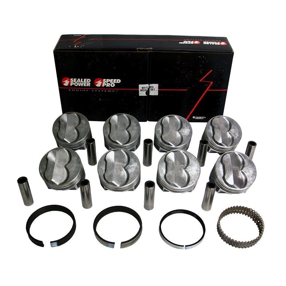 SPEED PRO Hypereutectic 11.8cc Dome Pistons Set with MOLY Rings for Chevy 350 12:1 .060 - High Performance Engine Upgrade for Racing & Street Use
