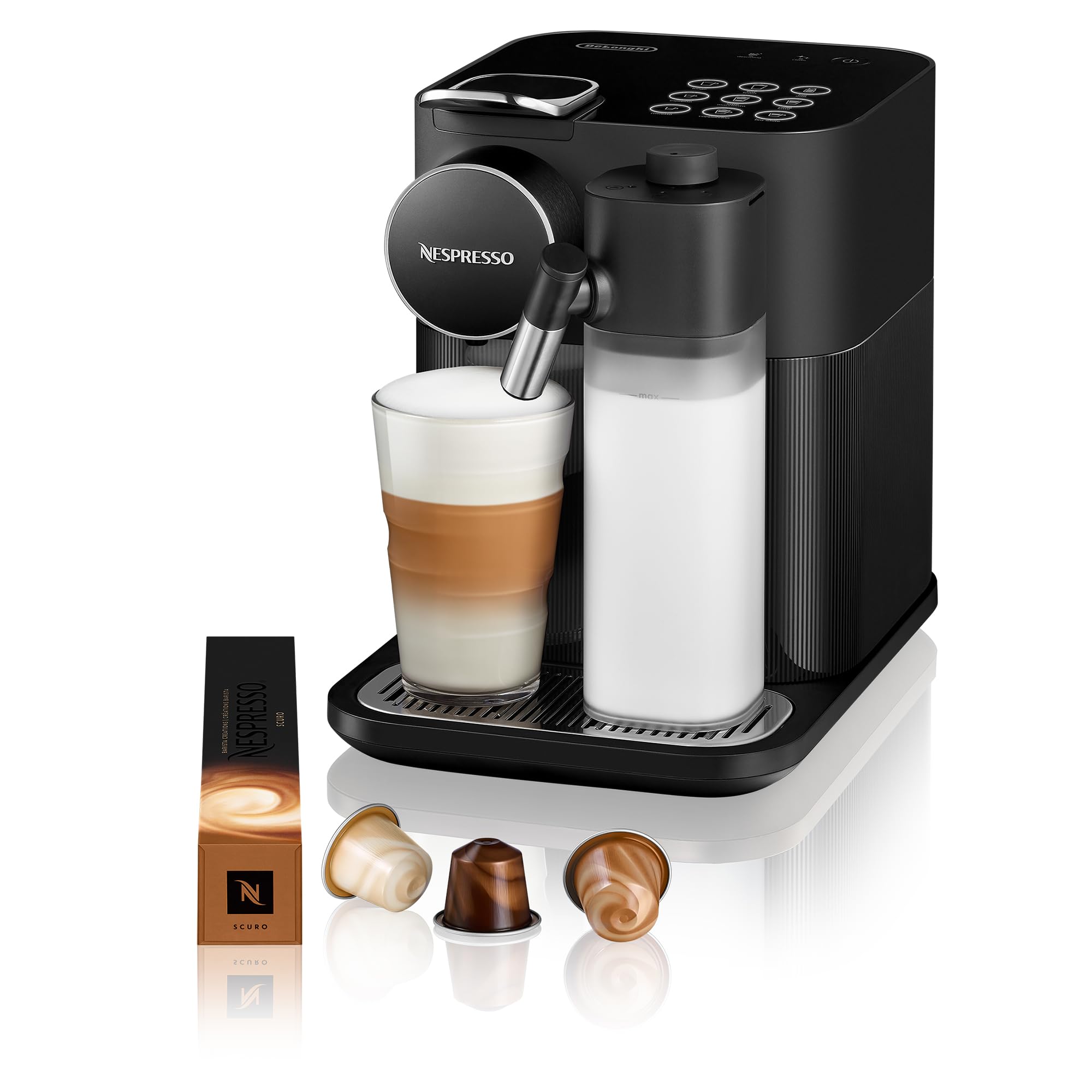 De'Longhi Nespresso Gran Lattissima EN640.B Automatic Coffee Machine with Milk Frother, 19 Bar Pressure, Single-Serve Capsule System for Cappuccino & Latte - Sophisticated Dark Black - Perfect for Home & Office Use
