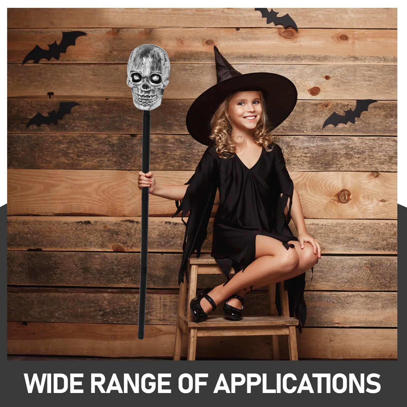TOYANDONA Skull Walking Cane - Halloween Costume Cane Prop, Devil Cosplay Stick, Masquerade Party Accessory & Gothic Decor - Perfect for Halloween Parties, Cosplay Events & Themed Dress-Up