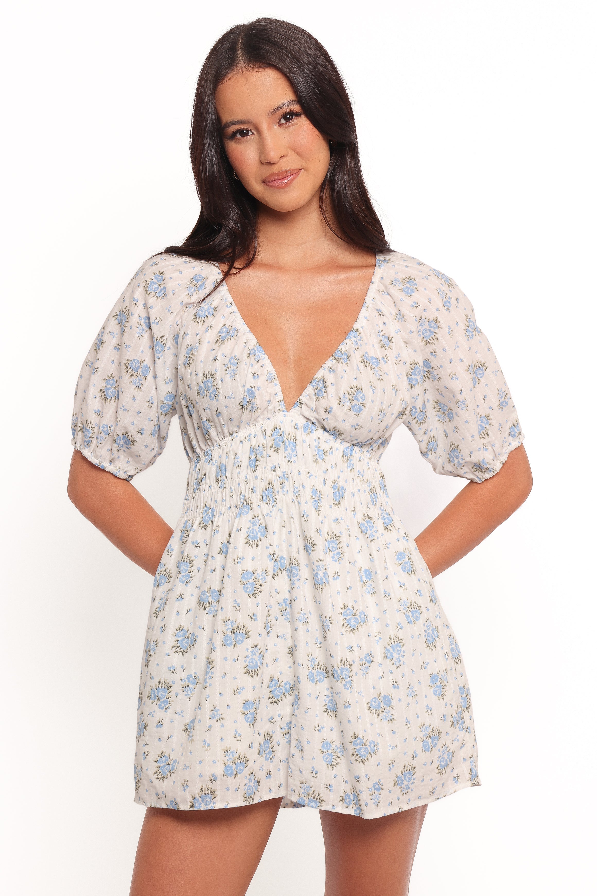 Ashio Romper - Blue Floral Print Jumpsuit for Women | Casual Summer Outfit, Beachwear & Vacation Dress