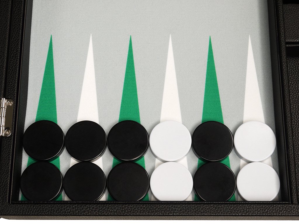 Premium 19-Inch Backgammon Set - Large Wooden Board with Black Finish & White/Green Points - Perfect for Game Nights, Travel, and Gifts