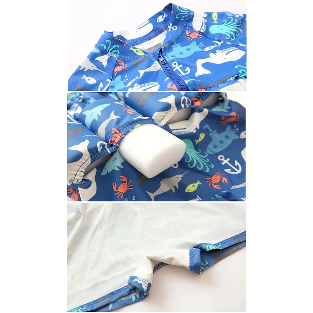 Kids Flotation Swimsuits - Baby Boys & Girls One-Piece Float Suit with Short Sleeves, Zip-Up Buoyancy Swim Vest & Cap | Safe Swimming, Pool & Beach Activities