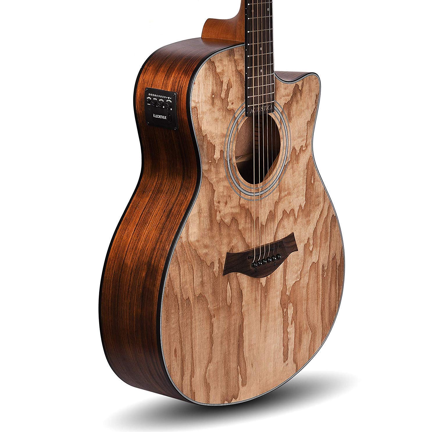 Kadence Electric Acoustic Guitar (Ash Wood) - Semi Acoustic Guitar with Built-in Pickup, Tuner, Capo, Strings, Picks, Strap & Gig Bag - Perfect for Beginners & Professionals - Ideal for Live Performances, Studio Recording & Home Practice