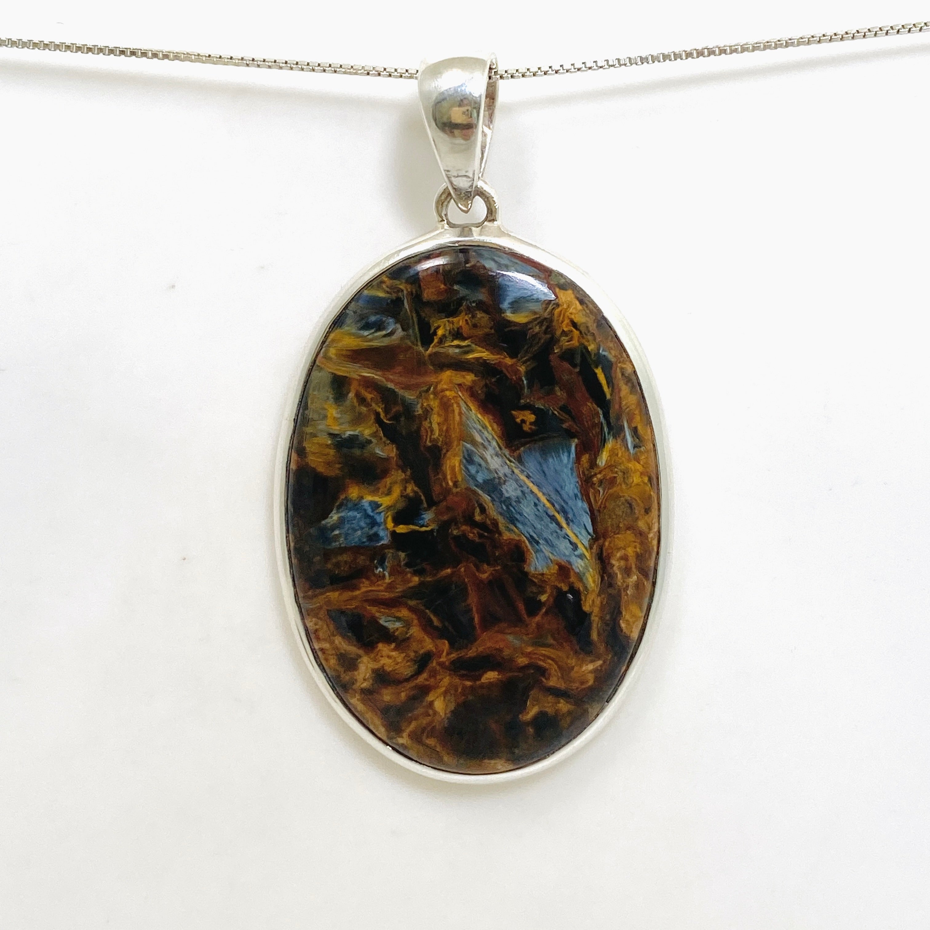Natural Pietersite Oval Cabochon Pendant - Premium Gemstone Jewelry for Women - Elegant Necklace for Everyday Wear & Special Occasions