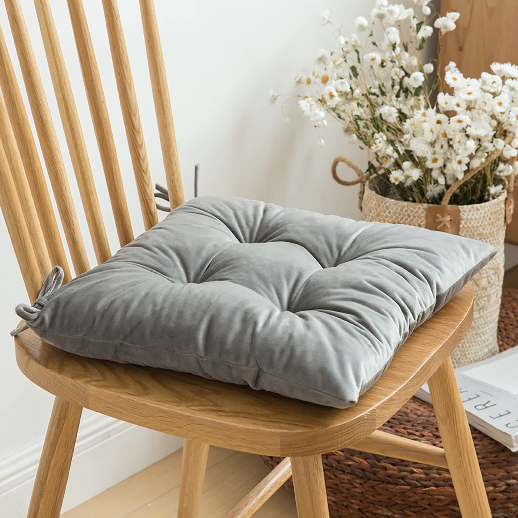 6-Pack Grey Dining Chair Cushions - 2