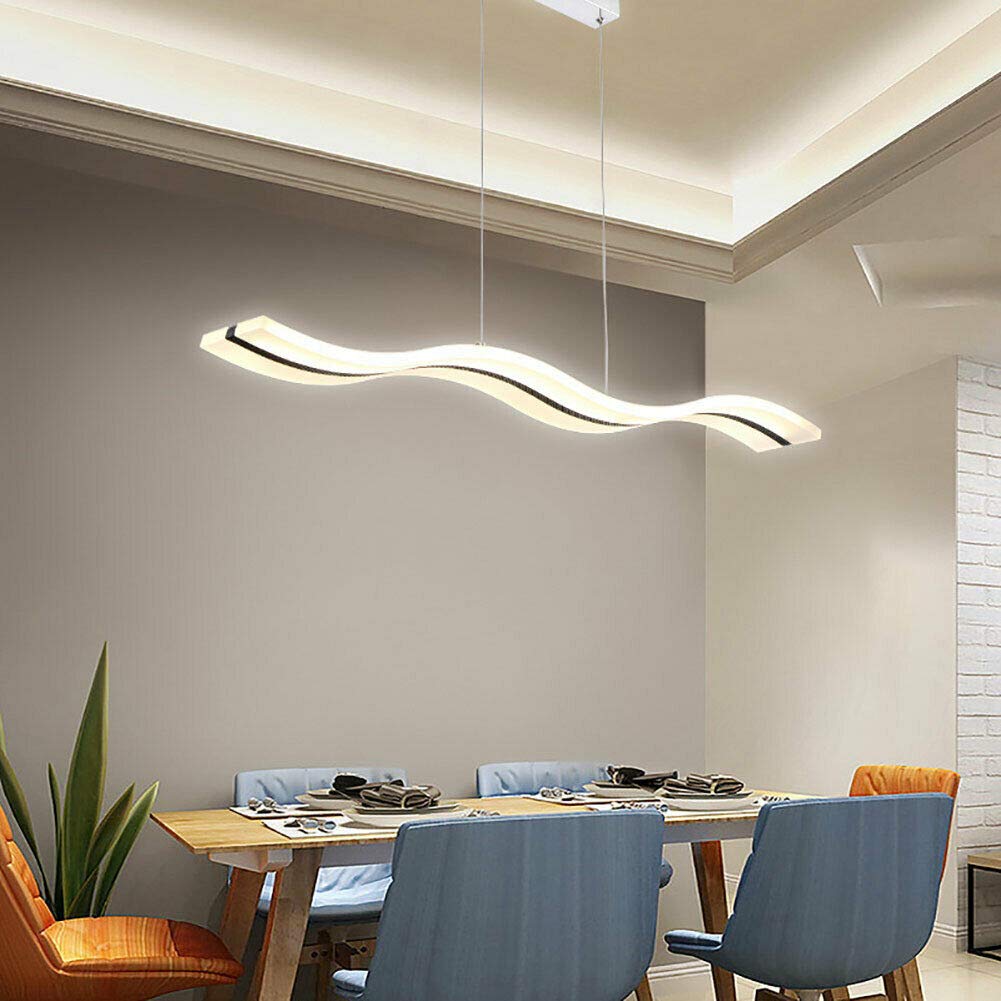 DYRABREST 38W Modern Wave LED Pendant Light - Dimmable Ceiling Fixture with Remote Control for Living Room, Dining Room & Kitchen Island - Perfect for Home Decor and Ambient Lighting