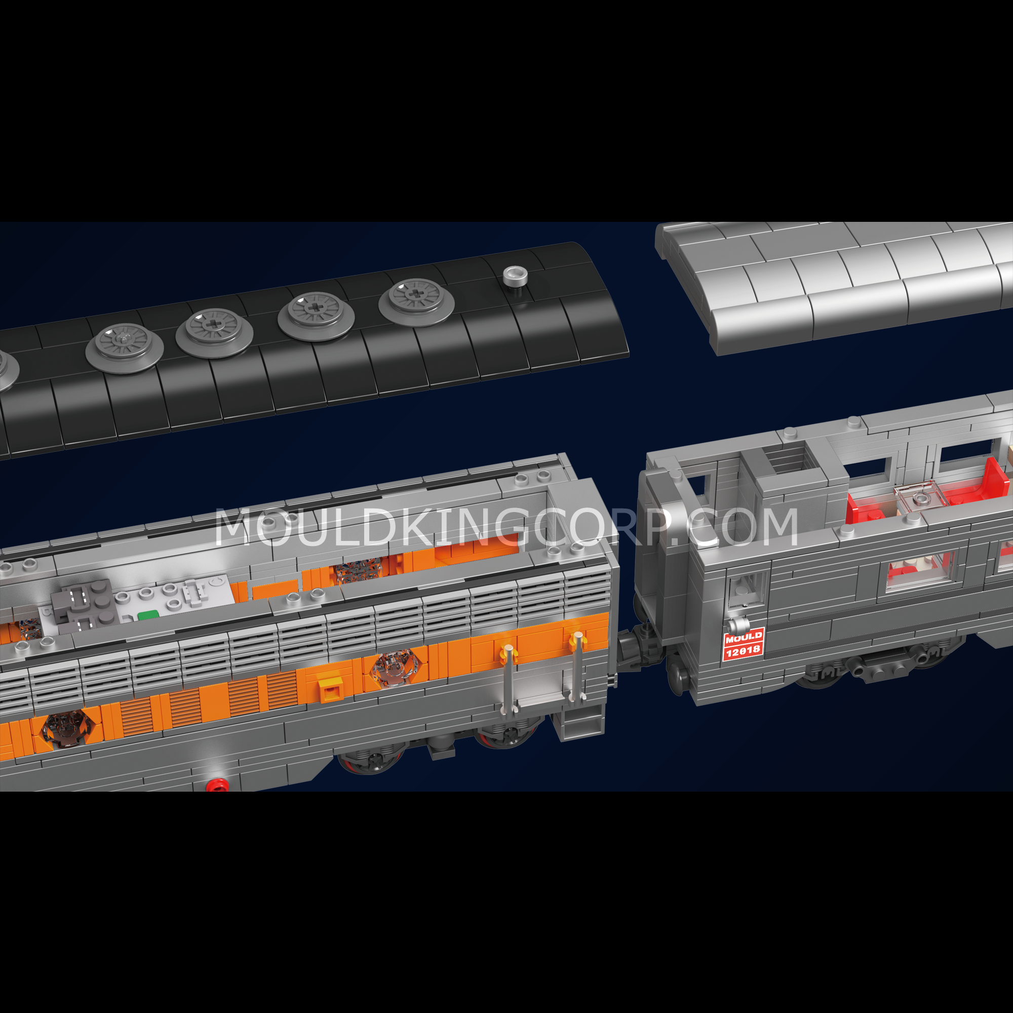 Mould King 12018 USA EMD F7 WP Diesel Locomotive Building Blocks Set - 1,541 Pieces for Adults & Kids | Perfect for Train Enthusiasts, Collectors & STEM Learning