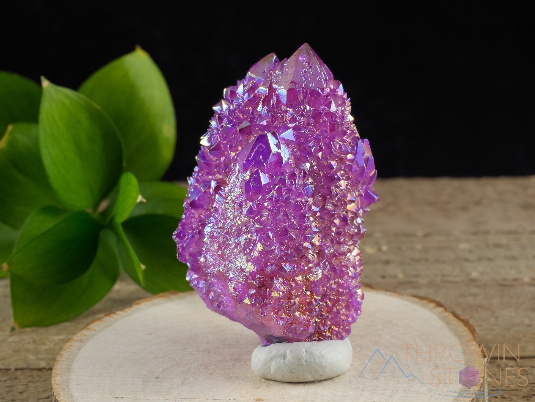 Natural Aura Quartz Crystal Cluster - Ruby Pink Rainbow Quartz for Healing & Metaphysical Use | Spiritual Decor, Meditation & Home Decoration (R0608)