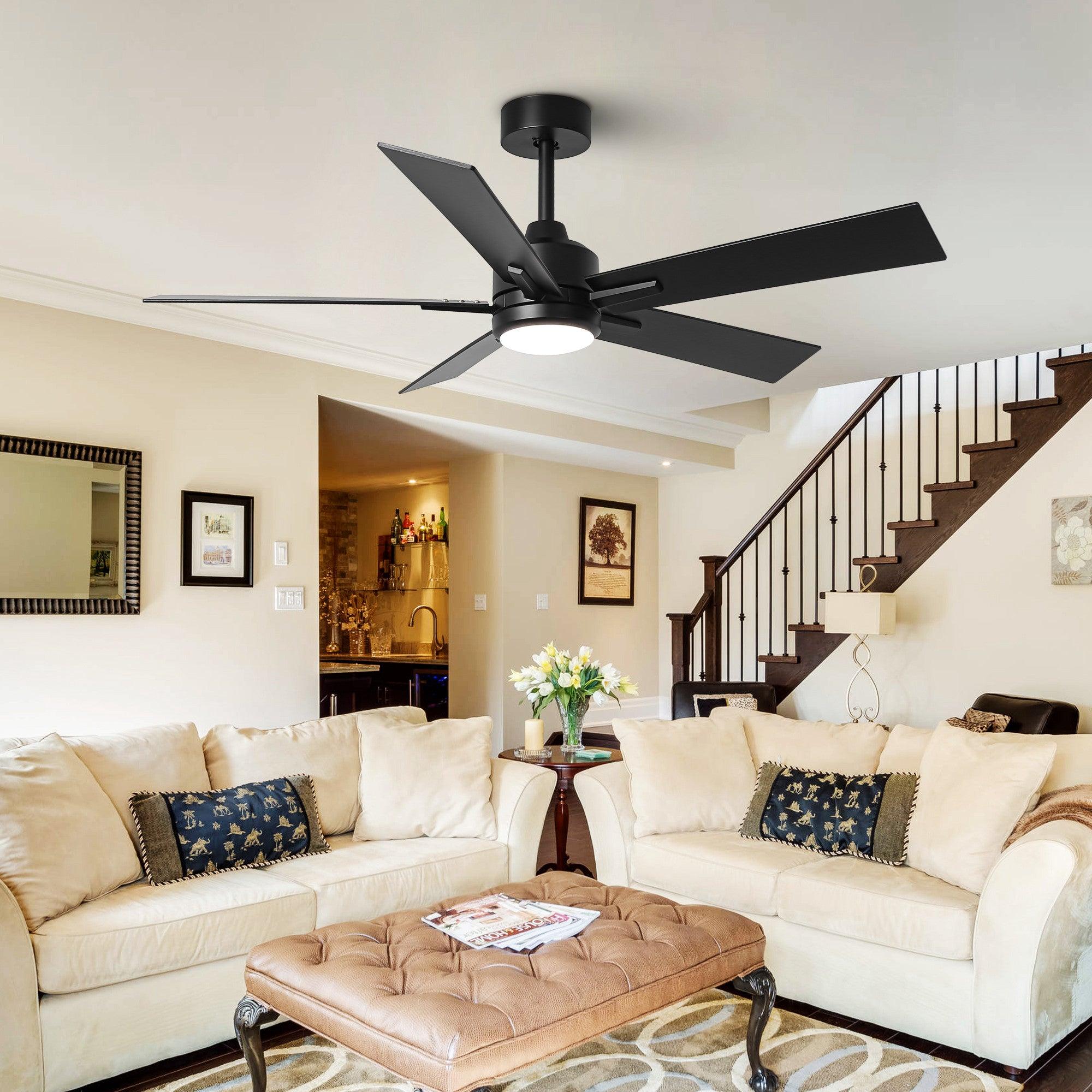 48 DC Motor 5-Blade Modern Ceiling Fan with Downrod Mount - Perfect for Living Room, Bedroom, and Office Cooling