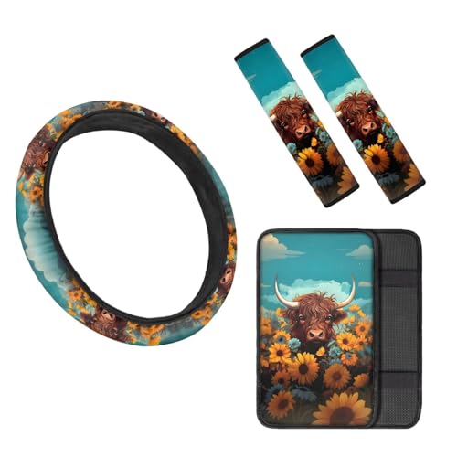 Yellow Sunflower Highland Cow