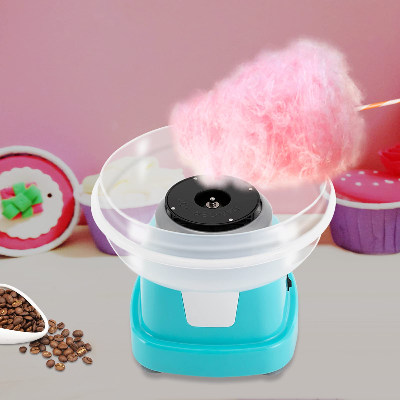 Commercial-Grade Countertop Cotton Candy Machine - DIY Candy Floss Maker with Sugar Scoop & Sticks, Perfect for Home Parties, Carnivals, and Outdoor Events (Blue) | Professional Marshmallow Maker for Family Fun & Birthday Celebrations