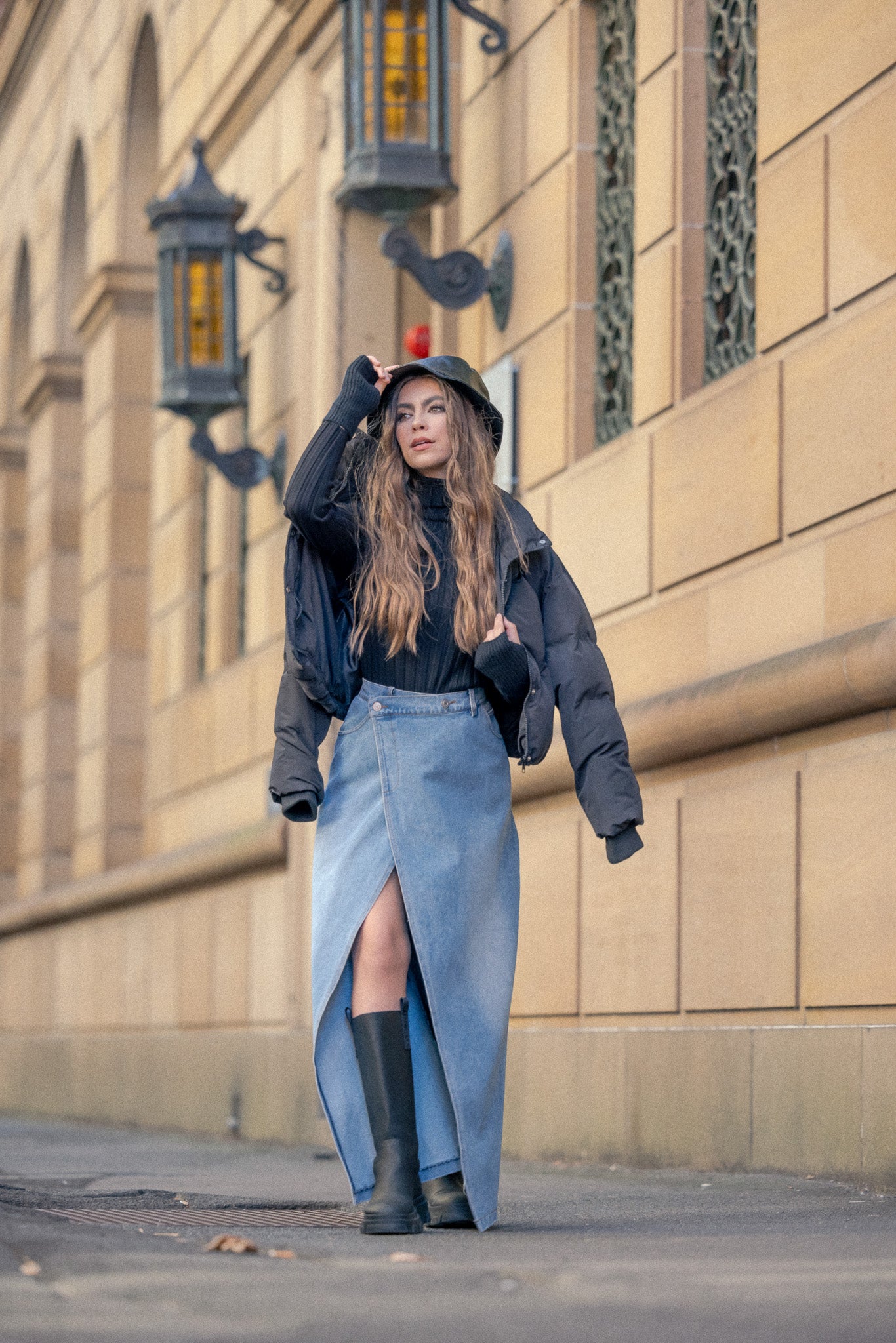 Stylish Women's Crescent Denim Button Wrap Skirt - High Waisted A-Line Vintage Denim Skirt for Casual Outfits & Summer Fashion | Perfect for Date Nights, Beach Vacations and Weekend Brunch