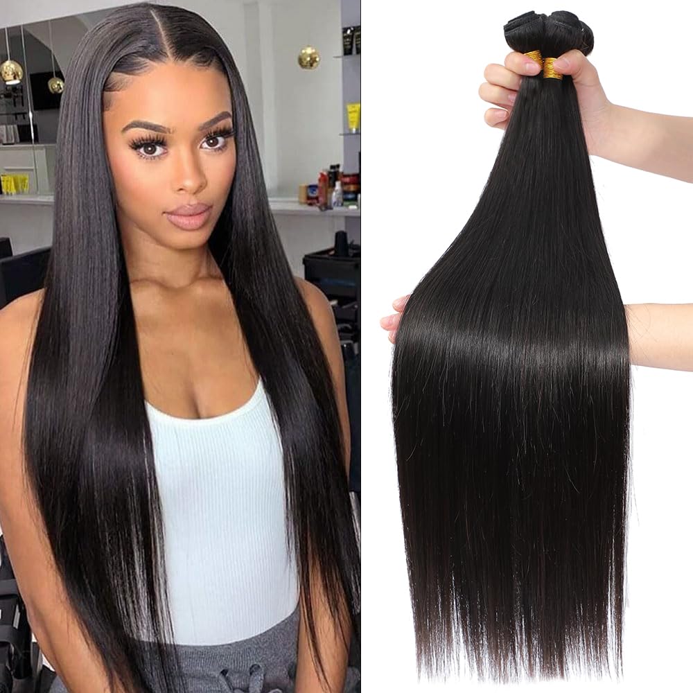 100% Unprocessed Brazilian Virgin Remy Human Hair Extensions - 3 Bundles (24-26-28 Inch) Straight Hair Weave for Black Women | Perfect for Daily Styling, Special Occasions & Protective Hairstyles