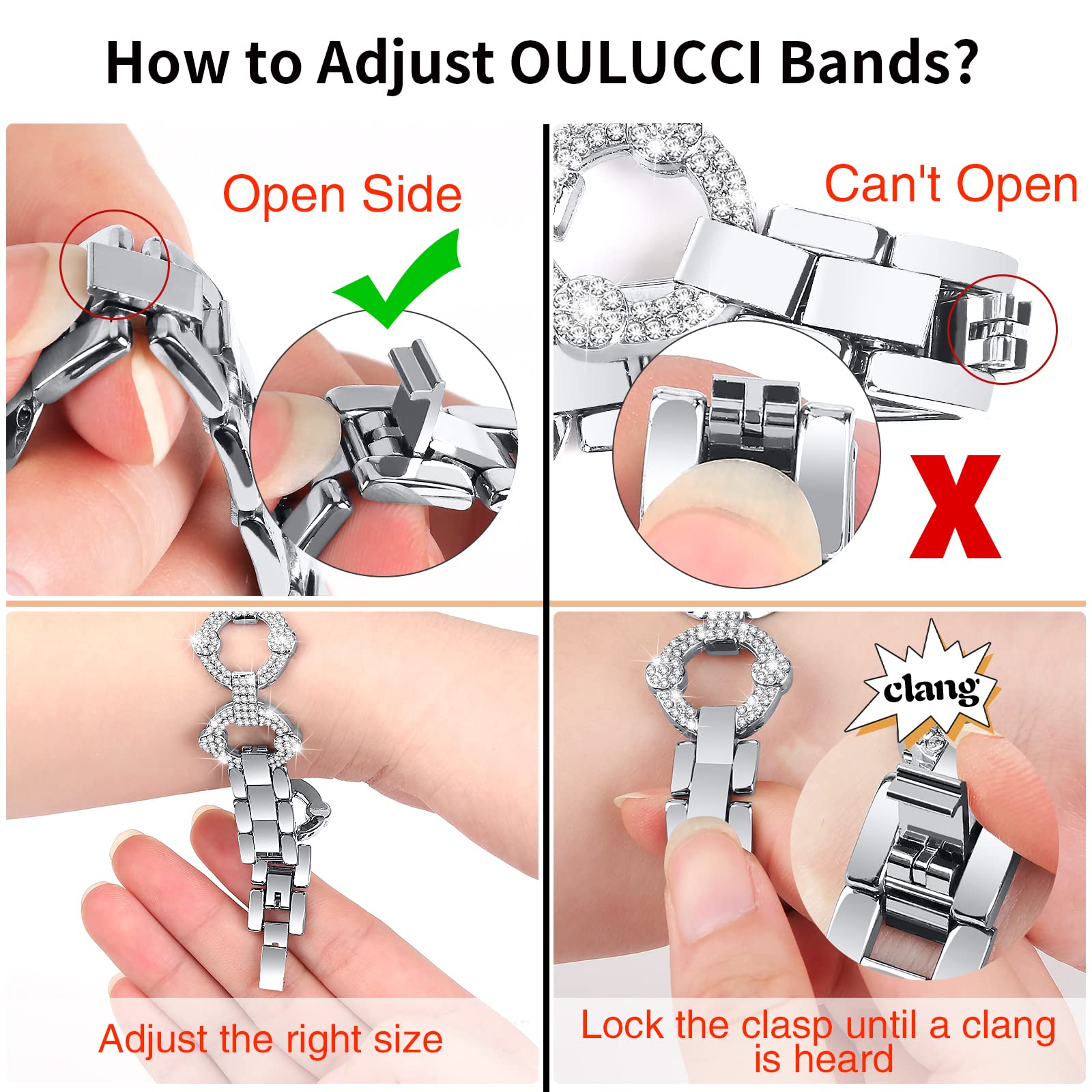 OULUCCI Bling Bands for Apple Watch Series 10/9/8/7/6/5/4/3/2/1 - 38mm 40mm 42mm 44mm 45mm 46mm Diamond Jewelry Metal O-Shape Elegant Watch Band for Women - Perfect for Parties, Weddings & Everyday Wear