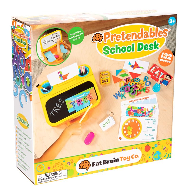 Fat Brain Toys Pretendables School Set - Magnetic Alphabet Letters & Storage for Kids | Alphabet Learning & Pretend Play Teacher Toys | Educational Toys for Ages 3+ | Perfect for Classroom Play & Homeschooling Activities