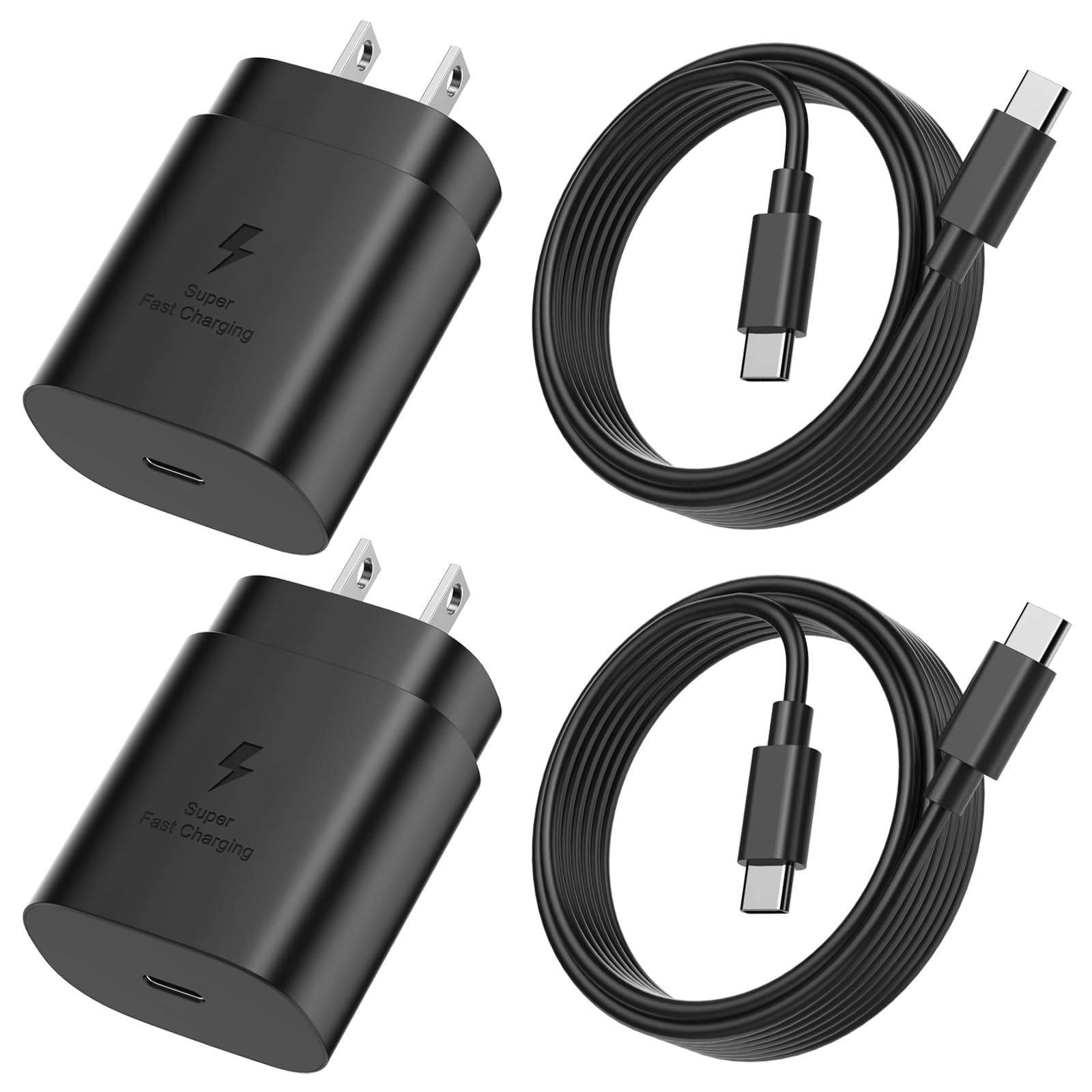 2-Pack 25W USB C Fast Charger Block & 10ft USB C Cable - Super Fast Charging for Samsung Galaxy S24 Ultra/S23/S22/S21/S20, iPhone 15 - Type C Wall Charger Plug with PD Technology - Perfect for Home, Office & Travel Charging Needs