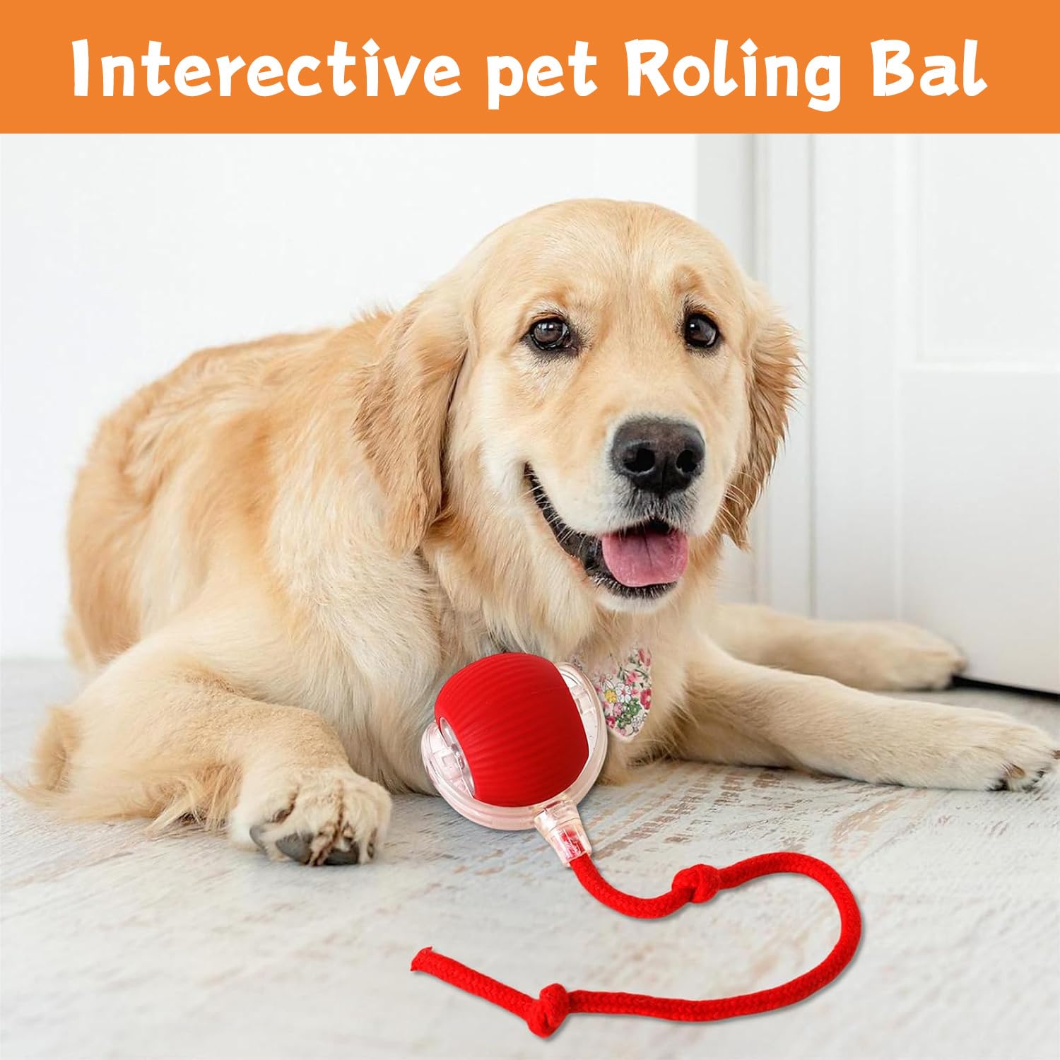 2PCS Interactive Dog Toys - Automatic Rolling Ball with 360° Motion for Indoor Dogs & Cats, Chew-Resistant & Smart Electric Pet Toy - Perfect for Playtime & Exercise (Red)
