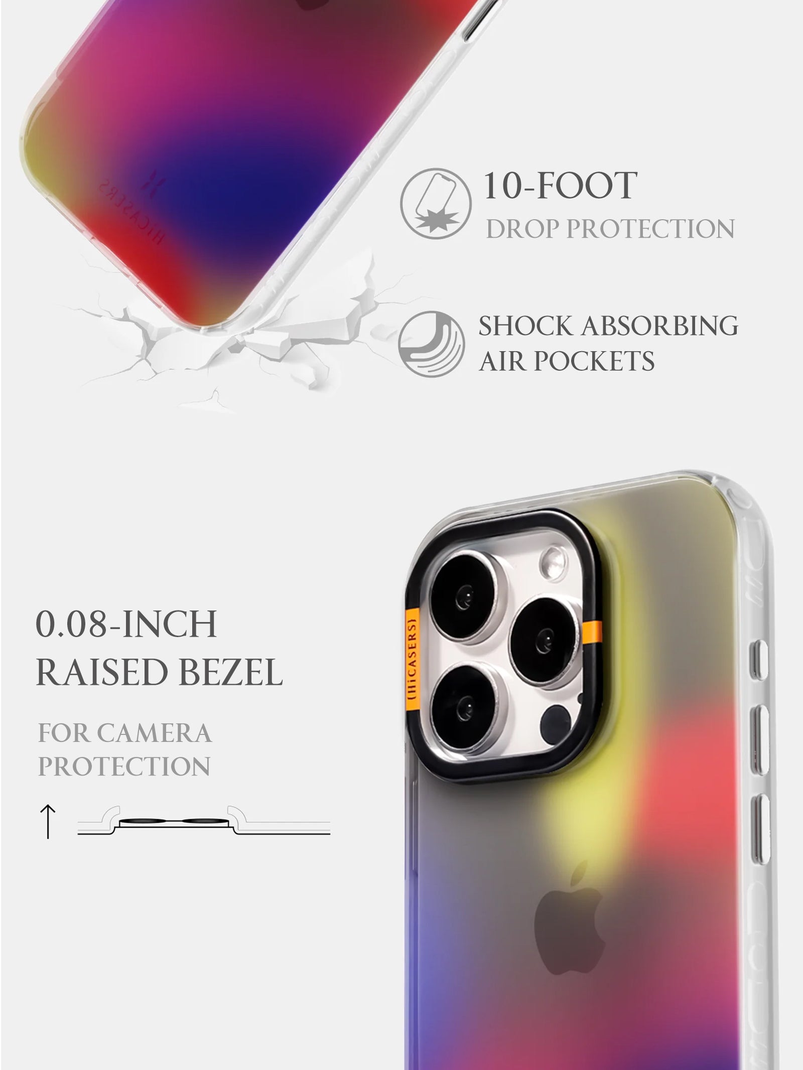 Gradient Light Dot Iridescent Phone Case for iPhone & Samsung - Sleek Black Protective Cover for Everyday Use & Night Out