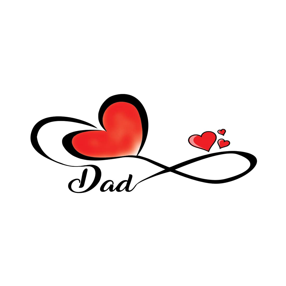 Dad with Heart Tribe Waterproof Temporary Tattoos for Men - Long Lasting Fake Body Art for Parties, Father's Day & Family Events