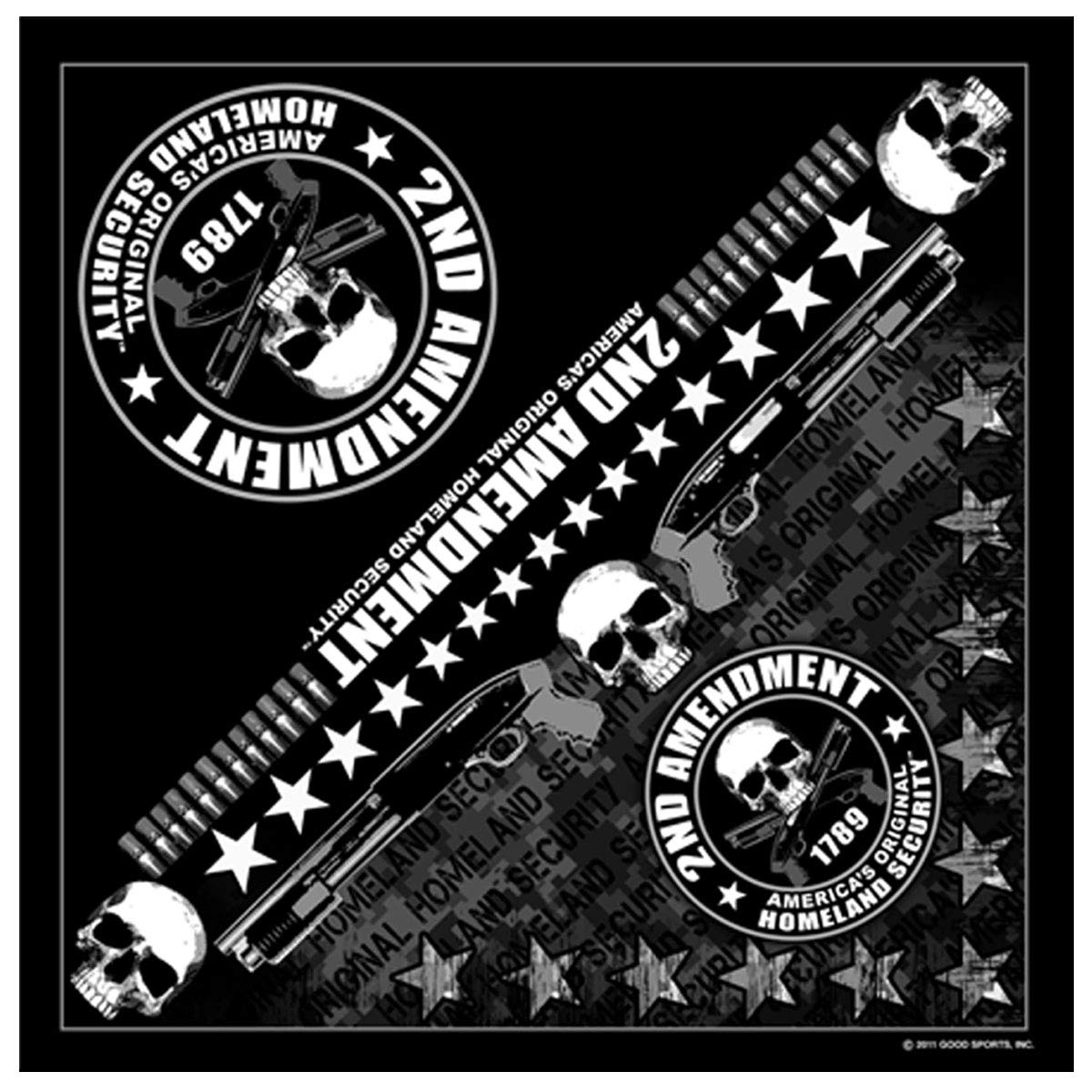 2nd Amendment Bandana - Patriotic American Flag Design - Black 21x21 Inch - Perfect for Gun Rights Supporters, Outdoor Activities & Political Events