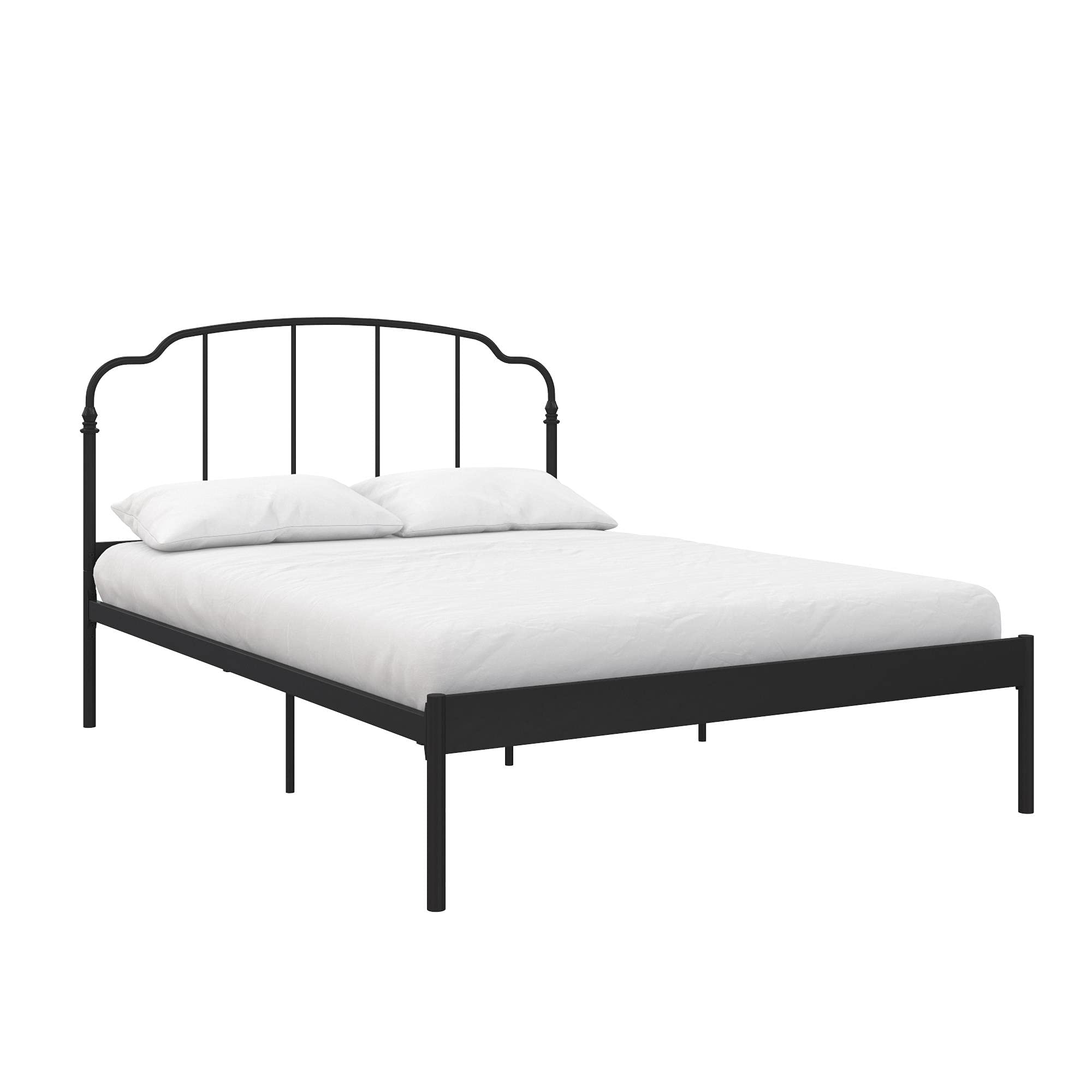 REALROOMS Camie Metal Platform Bed Frame - Full Size, Adjustable Height, No Box Spring Required, Sturdy Black Steel Design - Perfect for Modern Bedrooms, Guest Rooms & Small Spaces