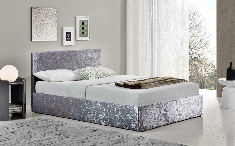 Crushed Velvet Couch Skirt Slipcover - Silver Gray Stretch Elastic Sofa Cover for King Size - Perfect for Living Room, Bedroom & Home Decor
