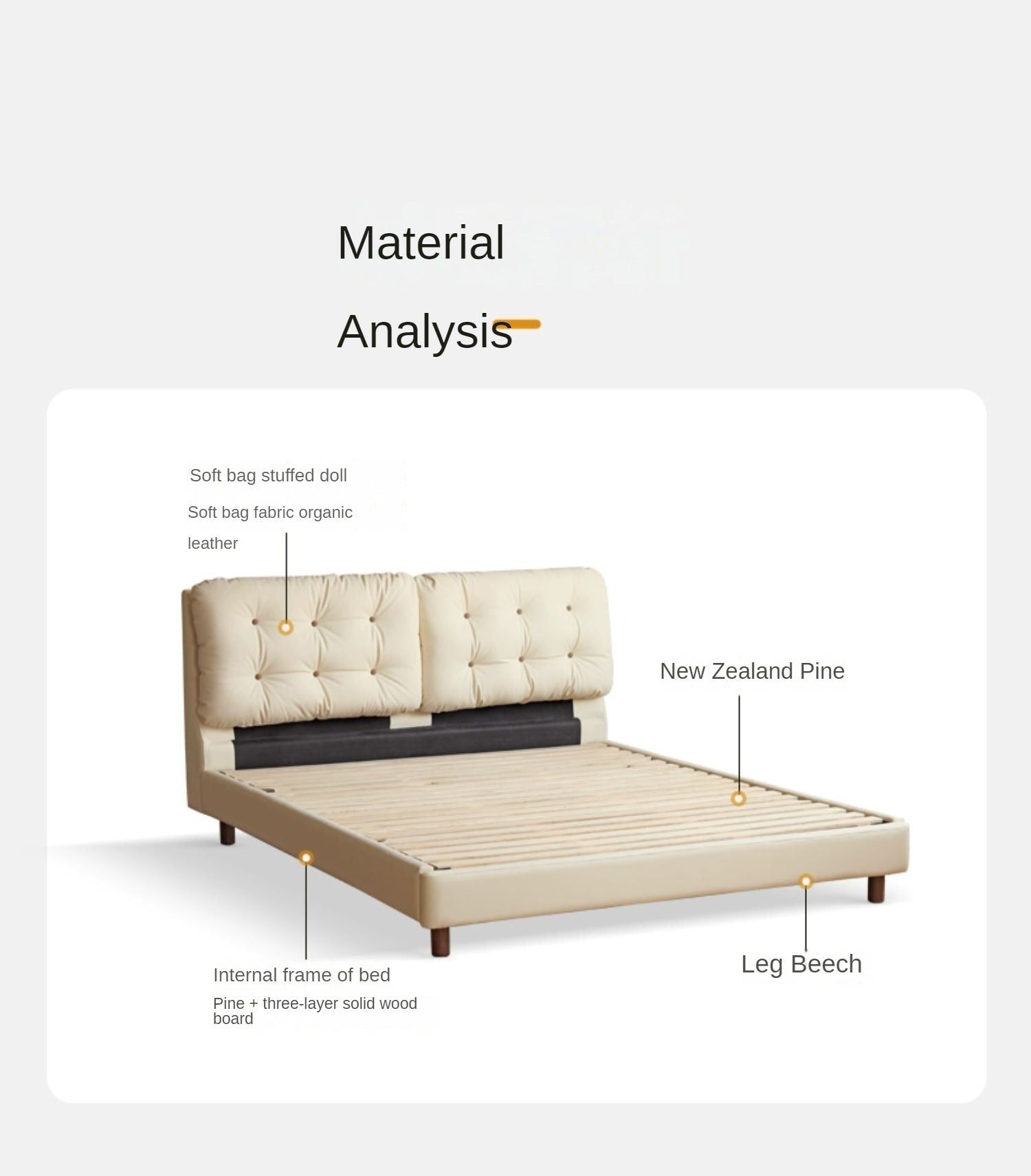 Organic Leather Art Bed - Cream Cloud Soft Mattress for Ultimate Comfort | Perfect for Master Bedrooms, Guest Rooms & Luxury Apartments