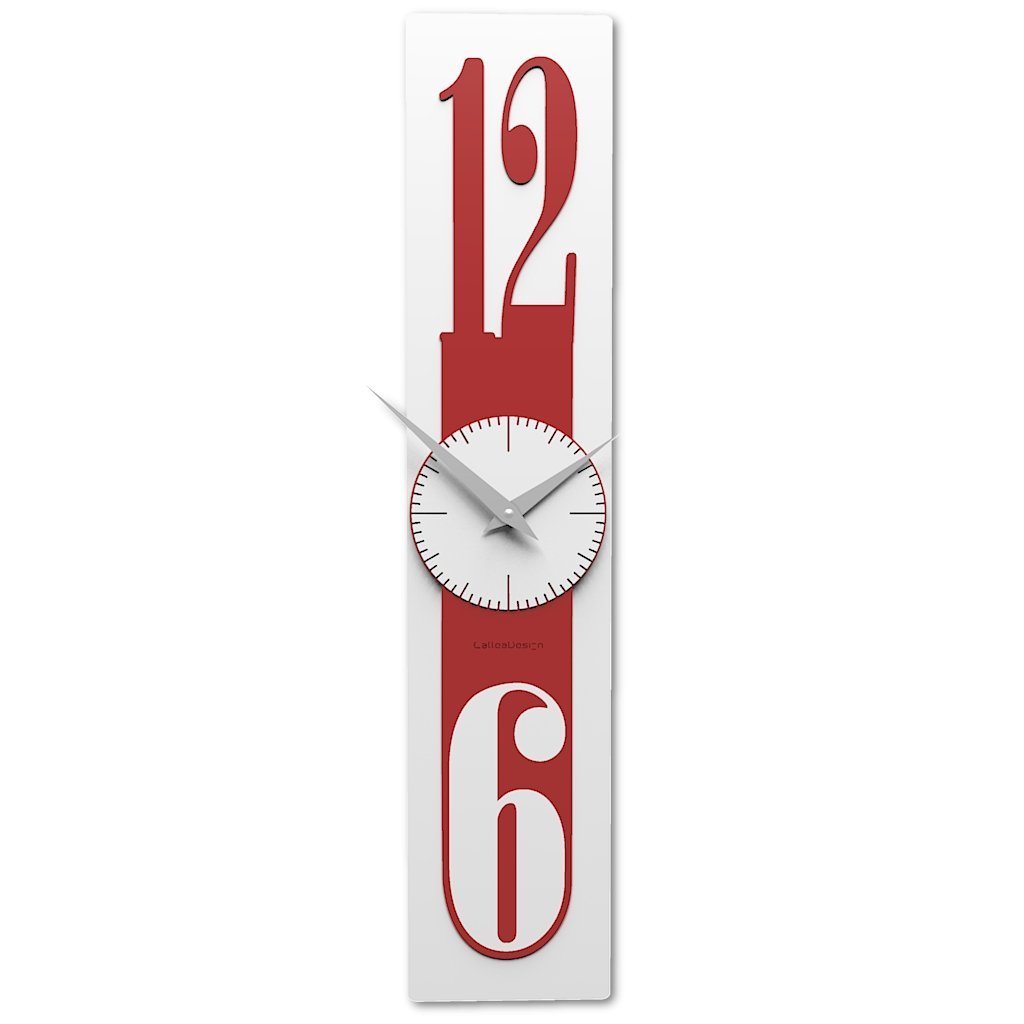 CalleaDesign 4.7 Inch Modern Wall Clock - Ultra Thin Ruby Red Silent Non-Ticking Battery Operated Home Office Decor for Living Room, Bedroom, Kitchen & Office Spaces