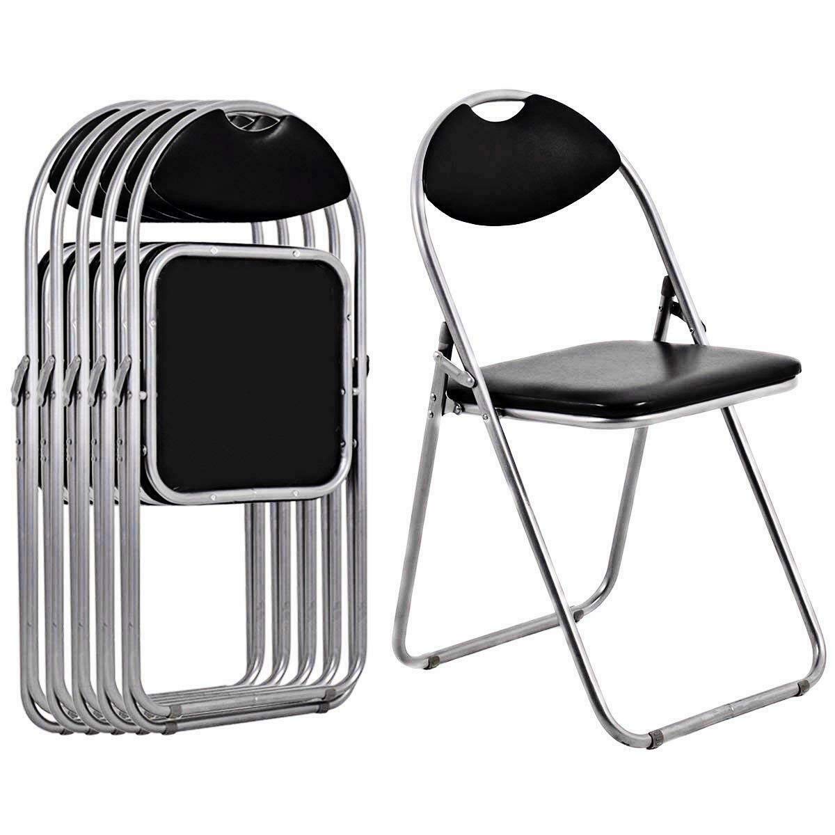 U-Shaped Folding Chairs Set of 6 - Portable Black Outdoor Furniture for Picnic, Party, Camping & Home Use - Lightweight & Space-Saving Design