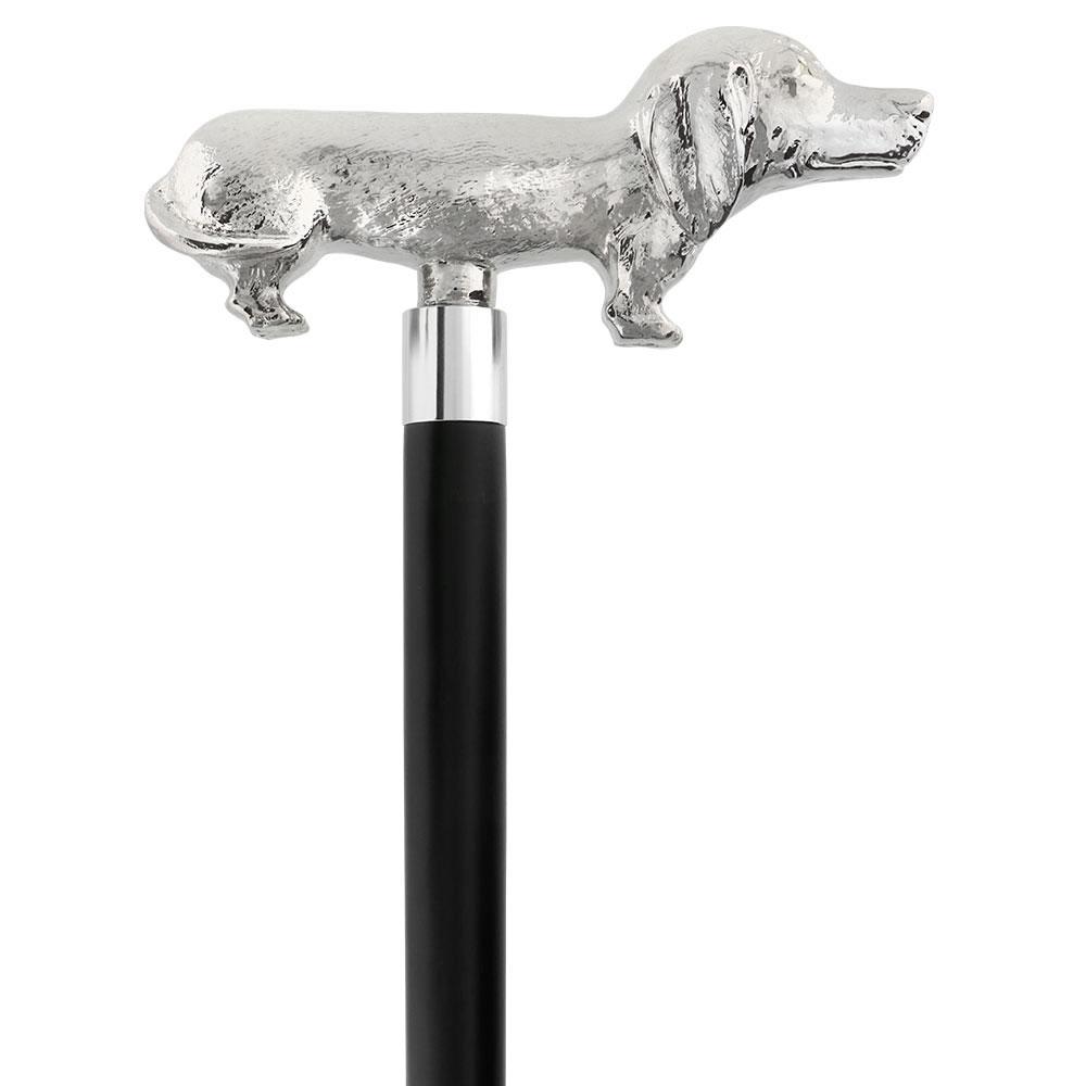 Premium Nickel Plated Dachshund Handle Walking Cane - Custom Adjustable Shaft & Collar - Ideal for Seniors, Fashion Accessory, and Dog Lovers