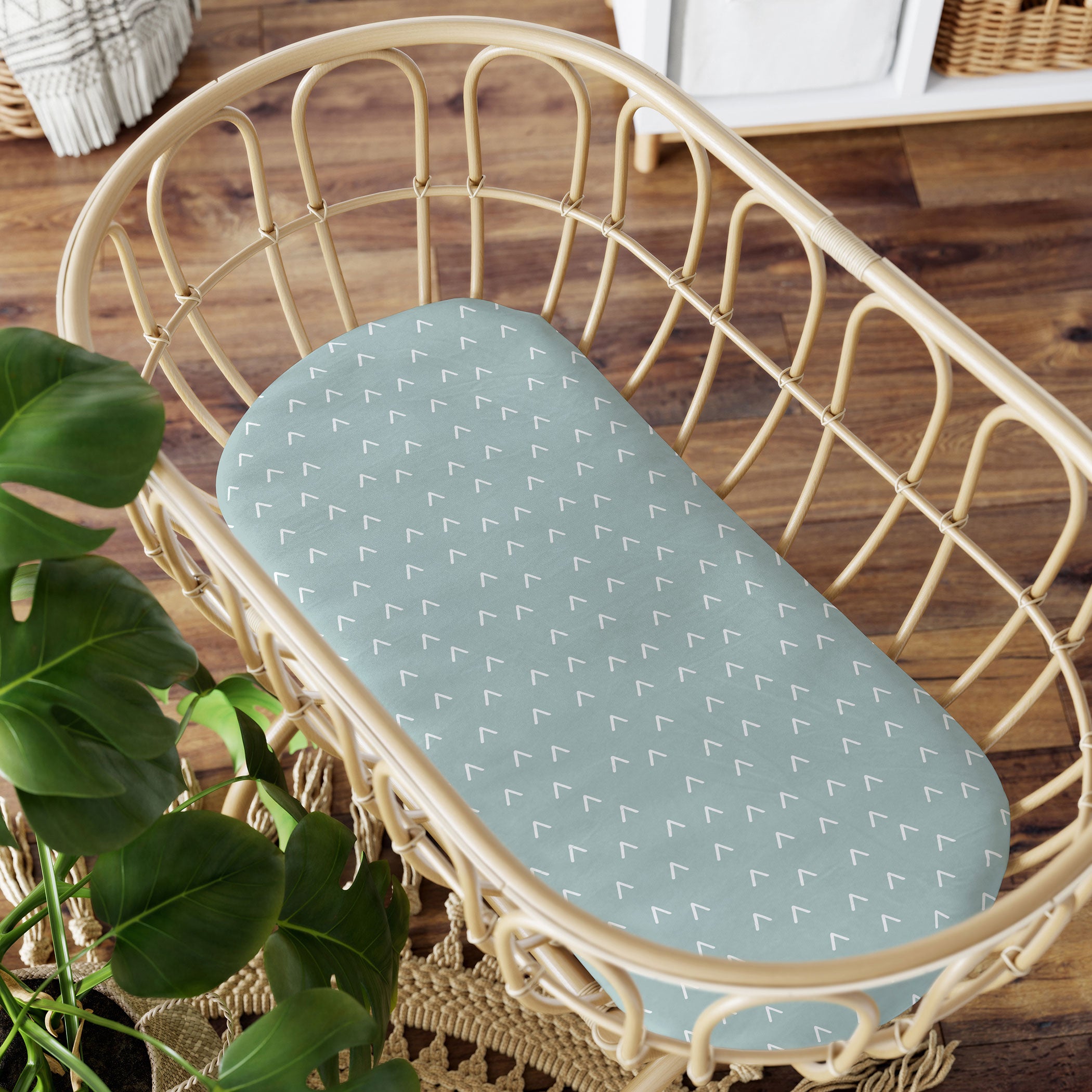 Nordic 2-Pack Jersey Bassinet Fitted Sheets - Soft Baby Crib Sheets in Dusty Blue & Mint Green - Perfect for Nursery, Travel & Everyday Use
