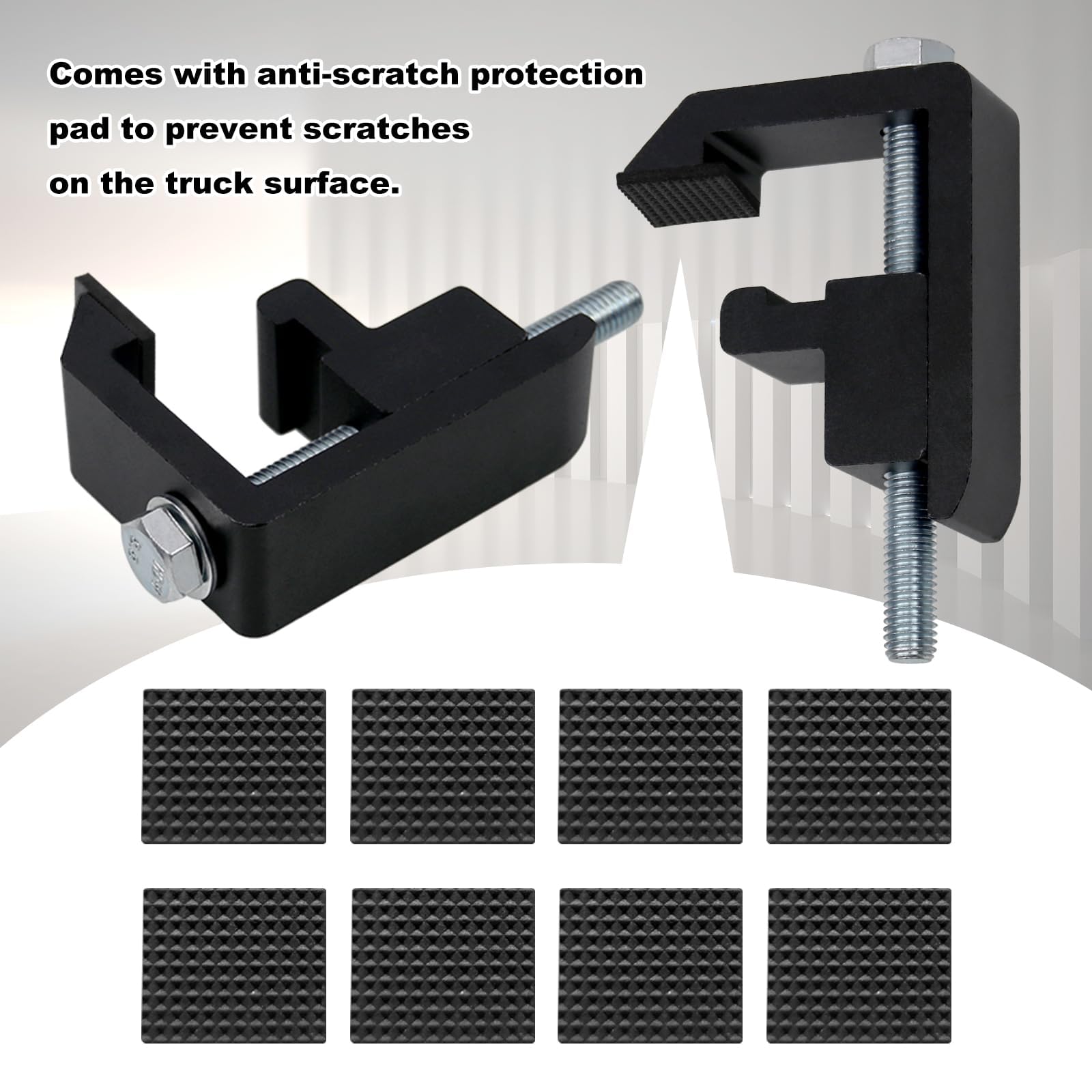 RULLINE Utility Track System Mounting Clamp Set (4-Pack) - Compatible with Toyota Tacoma & Tundra Truck Caps & Camper Shells | Heavy-Duty Aluminum Clamps for Secure Cargo Management | Perfect for Camping, Off-Roading & Work Truck Accessories