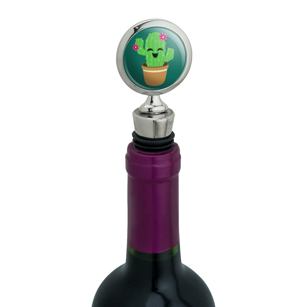 Adorable Cactus in Pot with Pink Flowers - Decorative Wine Bottle Stopper for Kitchen, Bar & Home Decor | Perfect for Gifts, Parties & Wine Lovers