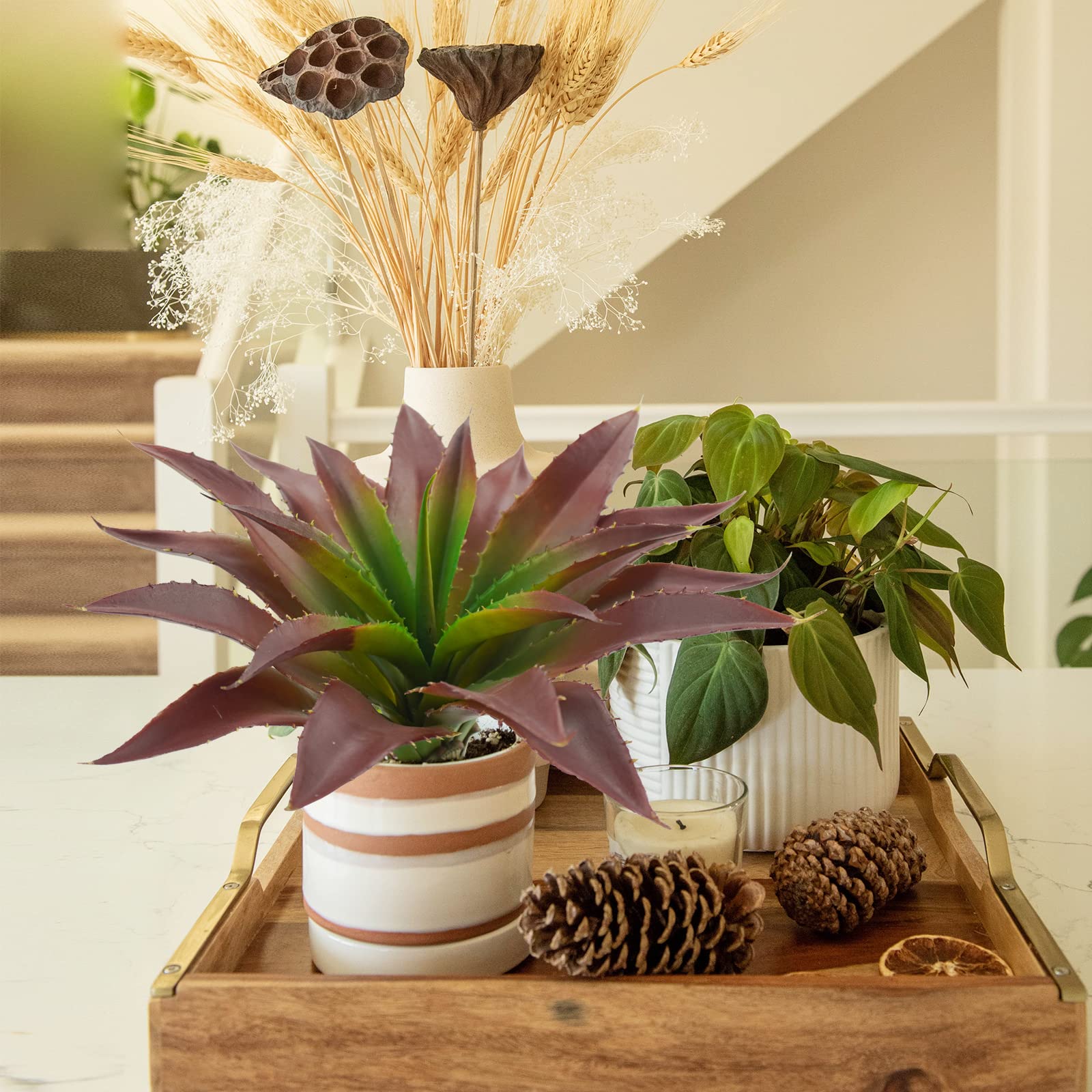 Agusbagli Artificial Succulents Plants - Large Fake Succulent Flowers with Real Touch Aloe Greenery, Unpotted for Home Decor, Outdoor Wedding & Floral Arrangements - Perfect for Table Centerpieces, Office Desk Decor and Garden Landscaping