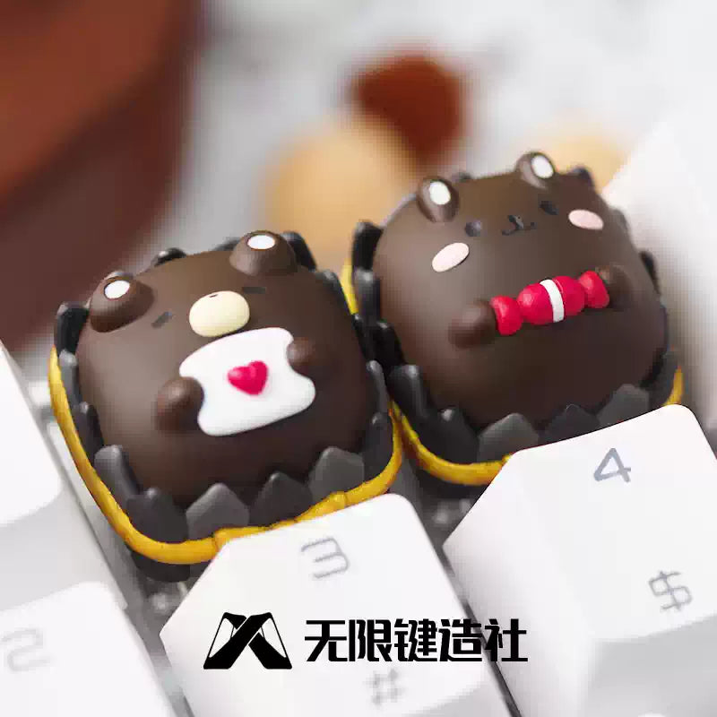 Custom Cute Chocolate Bear Resin Artisan Keycaps - Handmade Personalized Mechanical Keyboard Keycaps for Gaming & Typing Enthusiasts - Perfect for Custom Keyboards, Gifts & Collectibles