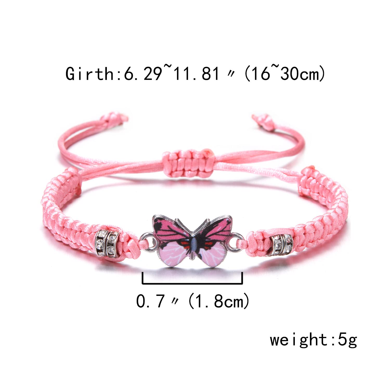 Always Believe in Yourself Butterfly Bracelet - Adjustable Braided Rope Charm Bracelet for Women, Lucky Friendship Matching Jewelry Gift for Best Friends, Birthday, Graduation & Everyday Wear