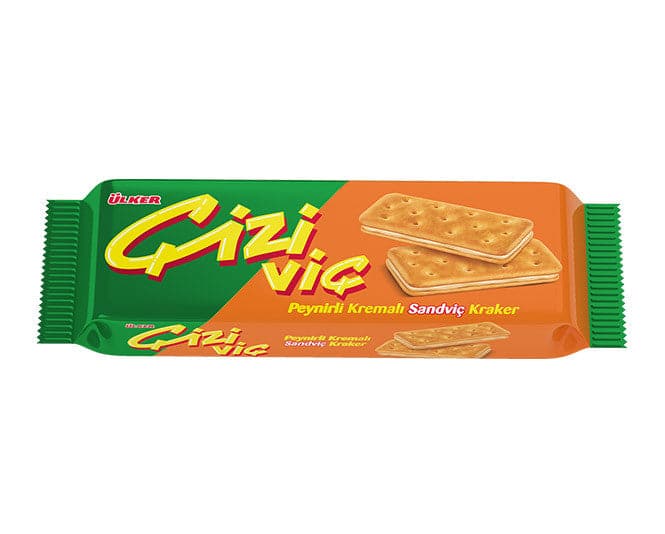 Ulker Cizivic Cream Cheese Sandwich Crackers 90g - Delicious Snack for Office, School & Travel - Perfect On-the-Go Breakfast or Afternoon Treat