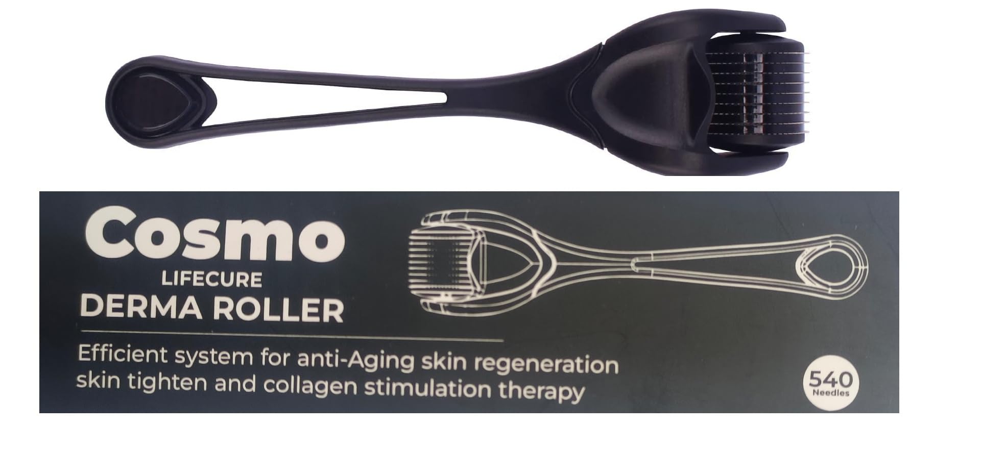 COSMO LIFECURE 1.0mm Derma Roller for Face Acne Scars & Hair Growth - 540 Stainless Steel Microneedles for Facial Skin Care & Beard Regrowth - At-Home Noiseless Derma Roller Treatment for Smooth Skin & Healthy Hair (1.0mm) - Perfect for Daily Skincare Routine & Hair Regrowth Therapy