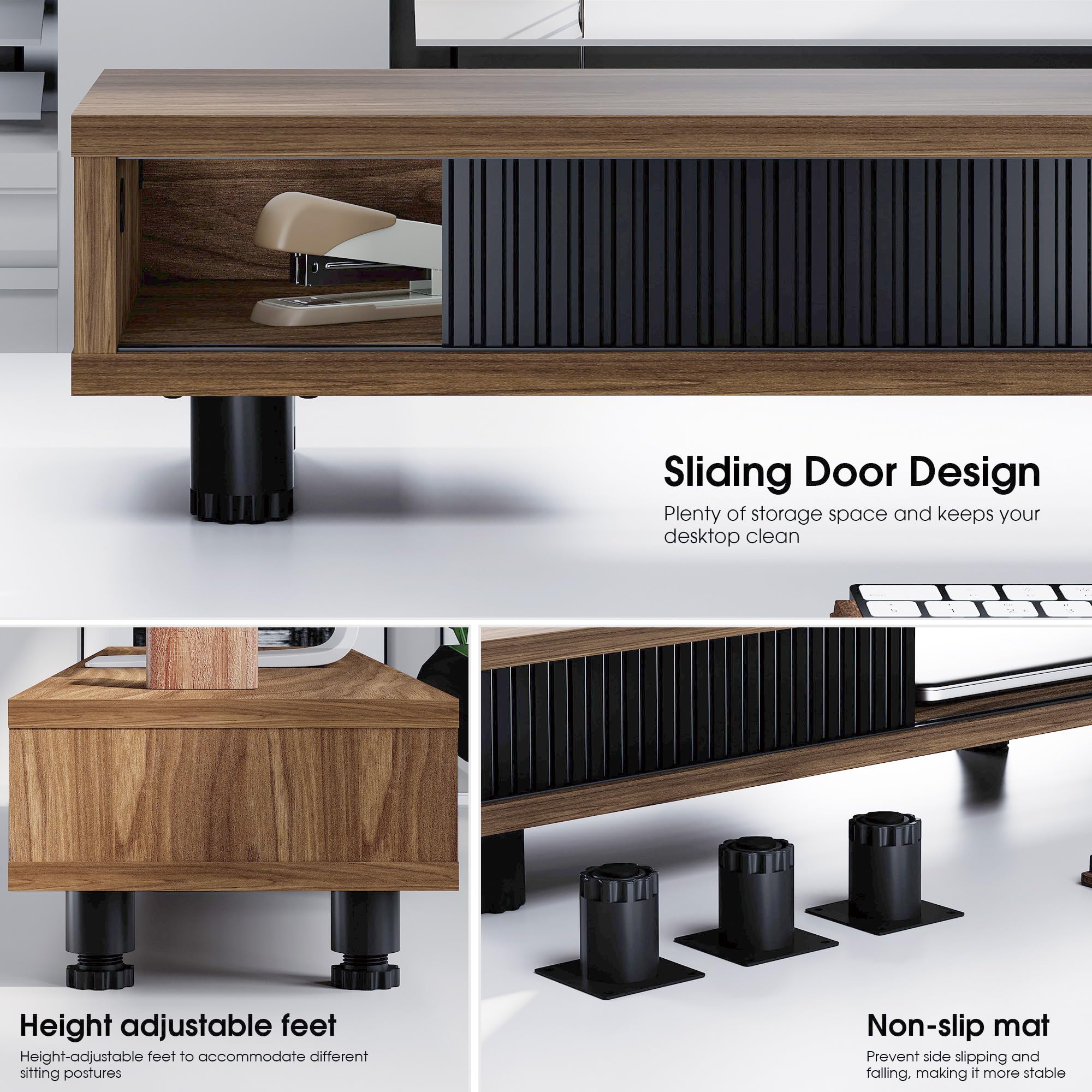 Dual Monitor Stand with Storage Shelf - 42.5