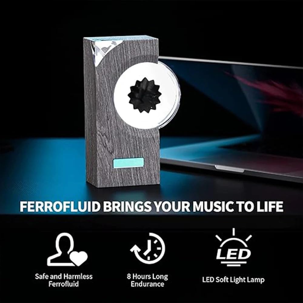 NONBILL Symbiote in a Bottle - Ferrofluid Magnetic Liquid Display Speaker with Music Sync & Dancing Effects, Cool Desk Toy for Office Decor, Science Gifts, and Relaxing Ambient Lighting
