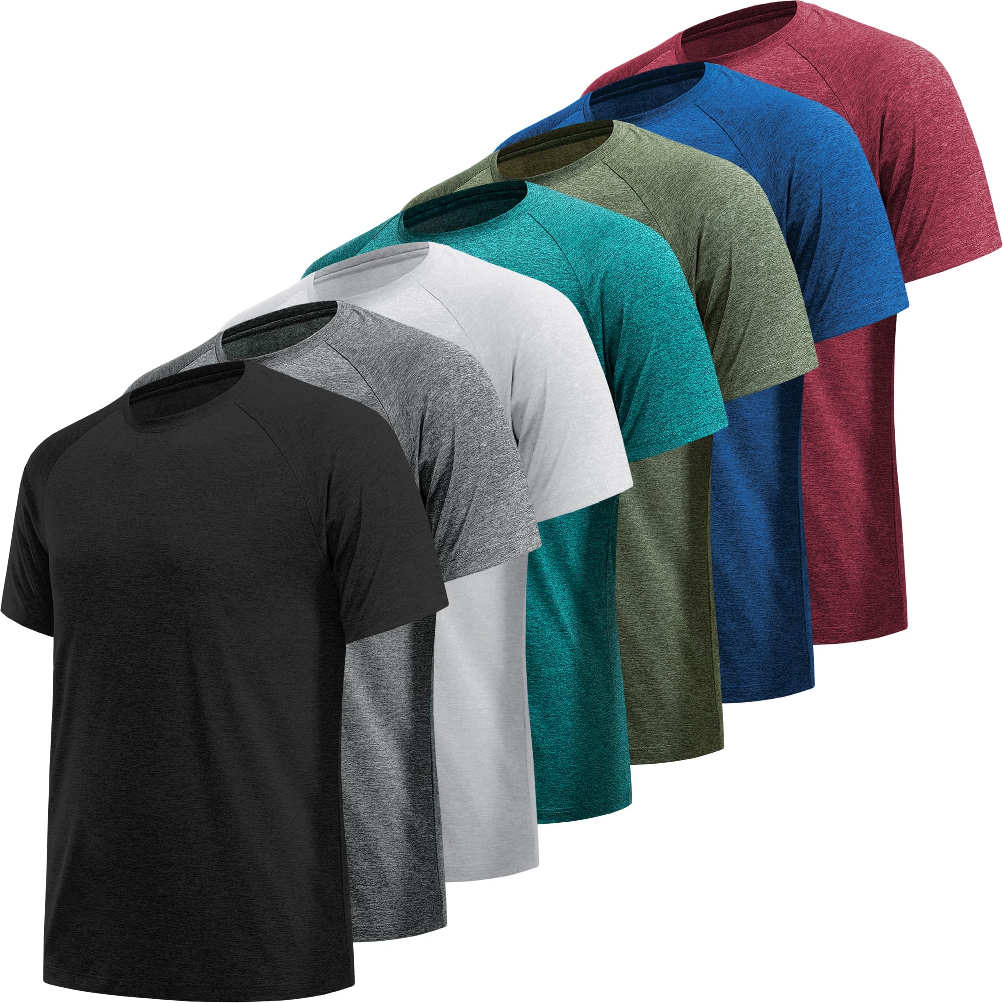 5/7 Pack Men's Quick Dry Moisture Wicking Workout Shirts - Athletic Gym T-Shirts for Running, Training & Fitness Activities